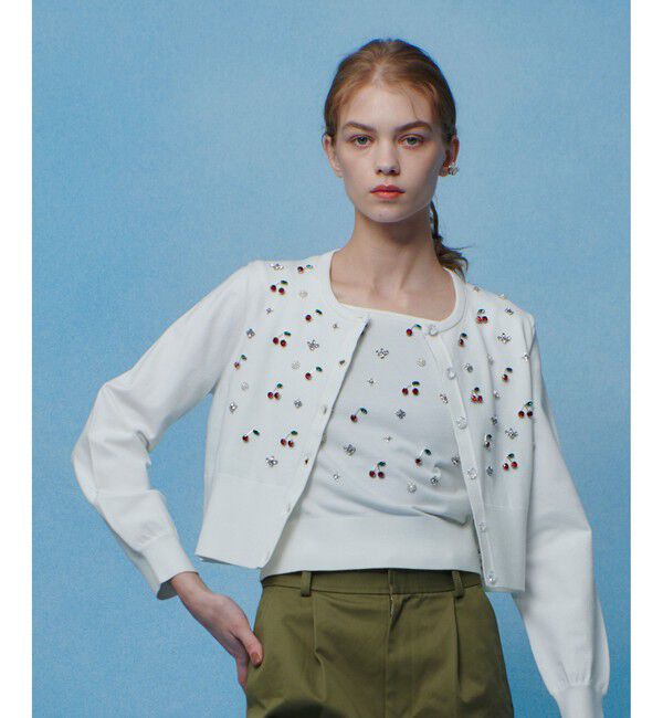 LOULOU WILLOUGHBY「【LOULOU WILLOUGHBY】CHERRYビジューカーディガン」|カーディガン|