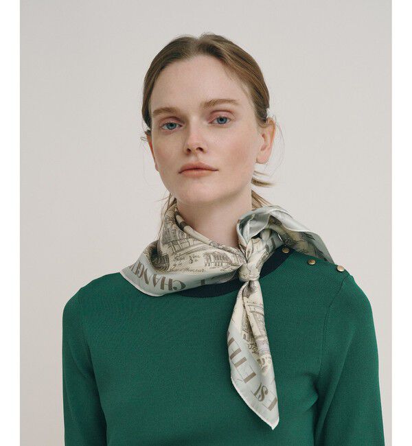 allureville「マッププリントスカーフ」|バンダナ・スカーフ|ミントグリーン