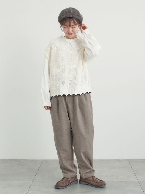 Samansa Mos2「クロシェ風配色ニットベスト」|ダウンベスト・ベスト|