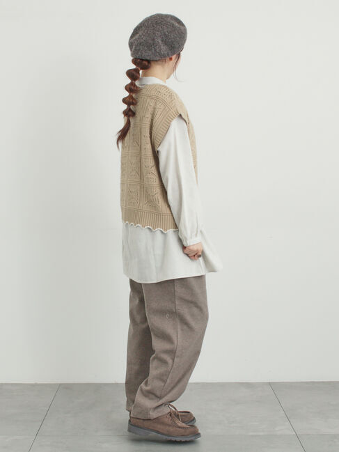 Samansa Mos2「クロシェ風配色ニットベスト」|ダウンベスト・ベスト|