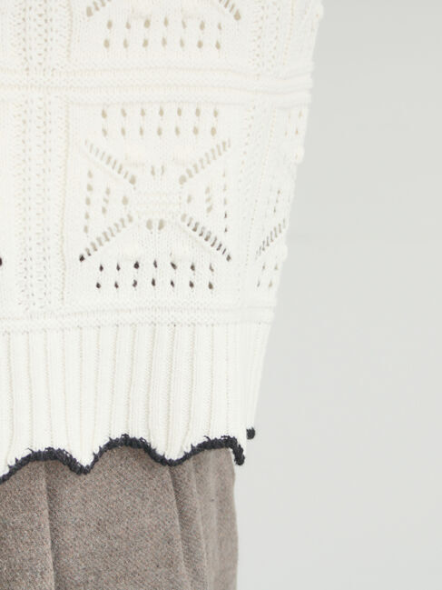 Samansa Mos2「クロシェ風配色ニットベスト」|ダウンベスト・ベスト|