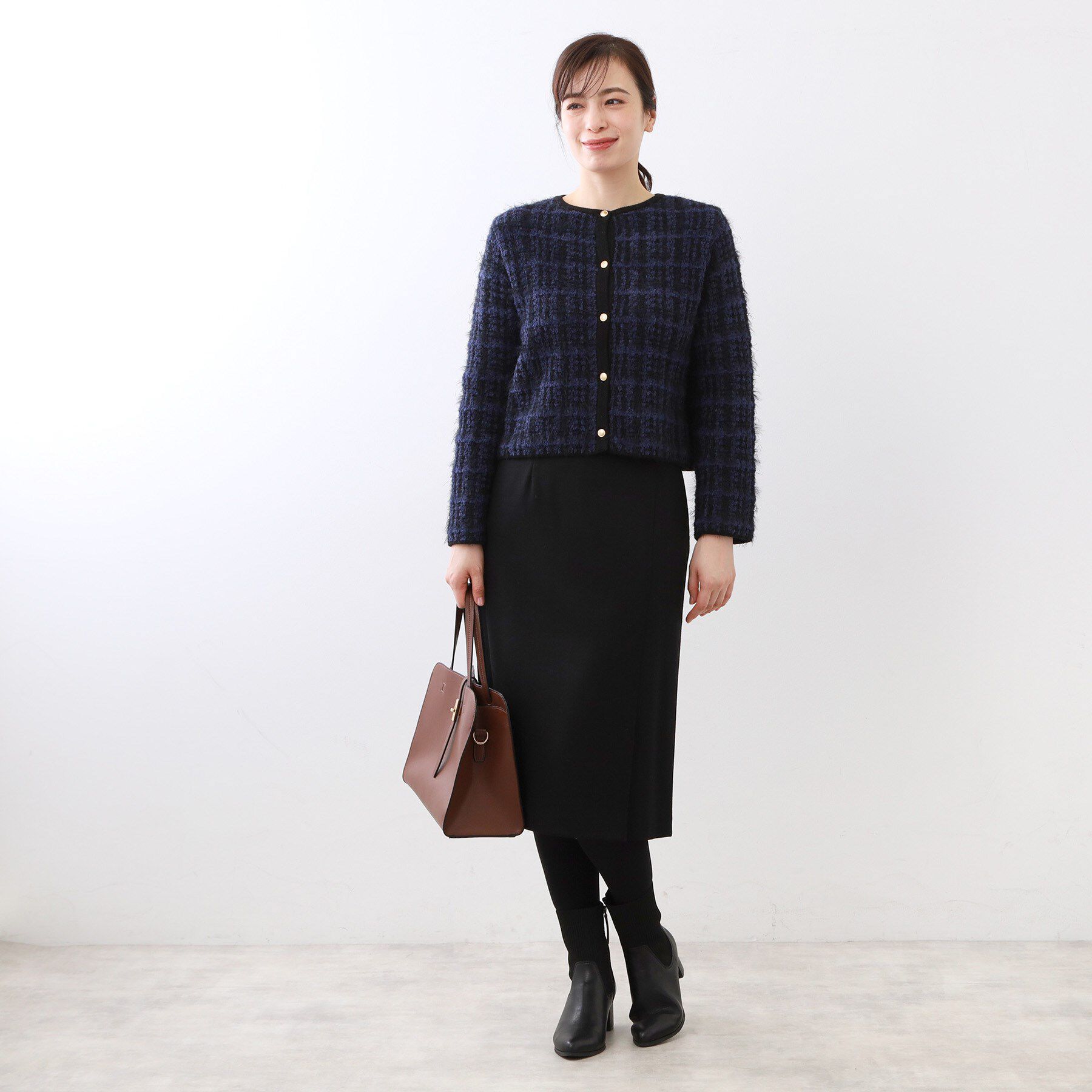 Reflect「【お食事会やお出かけに◎】ふんわりジャカード編みカーディガン」|カーディガン|