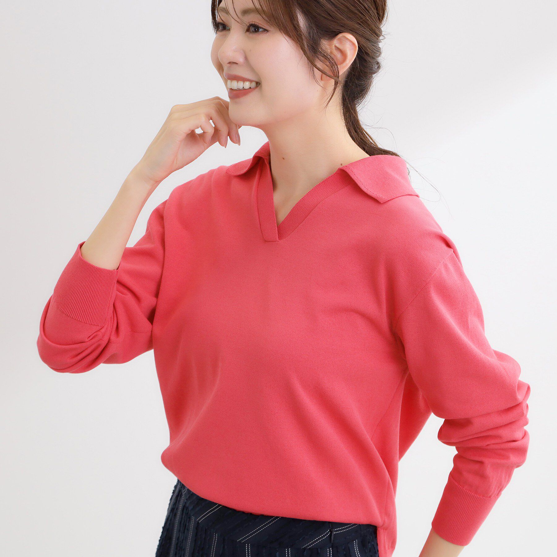 Reflect「スキッパーネックニットプルオーバー」|ニット・セーター|