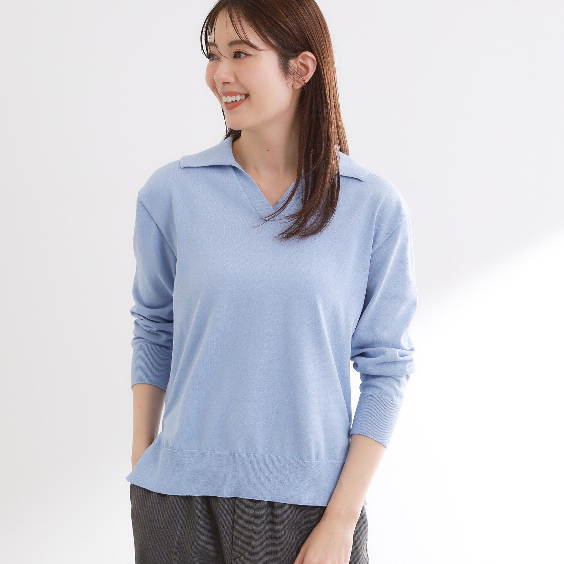 Reflect「スキッパーネックニットプルオーバー」|ニット・セーター|