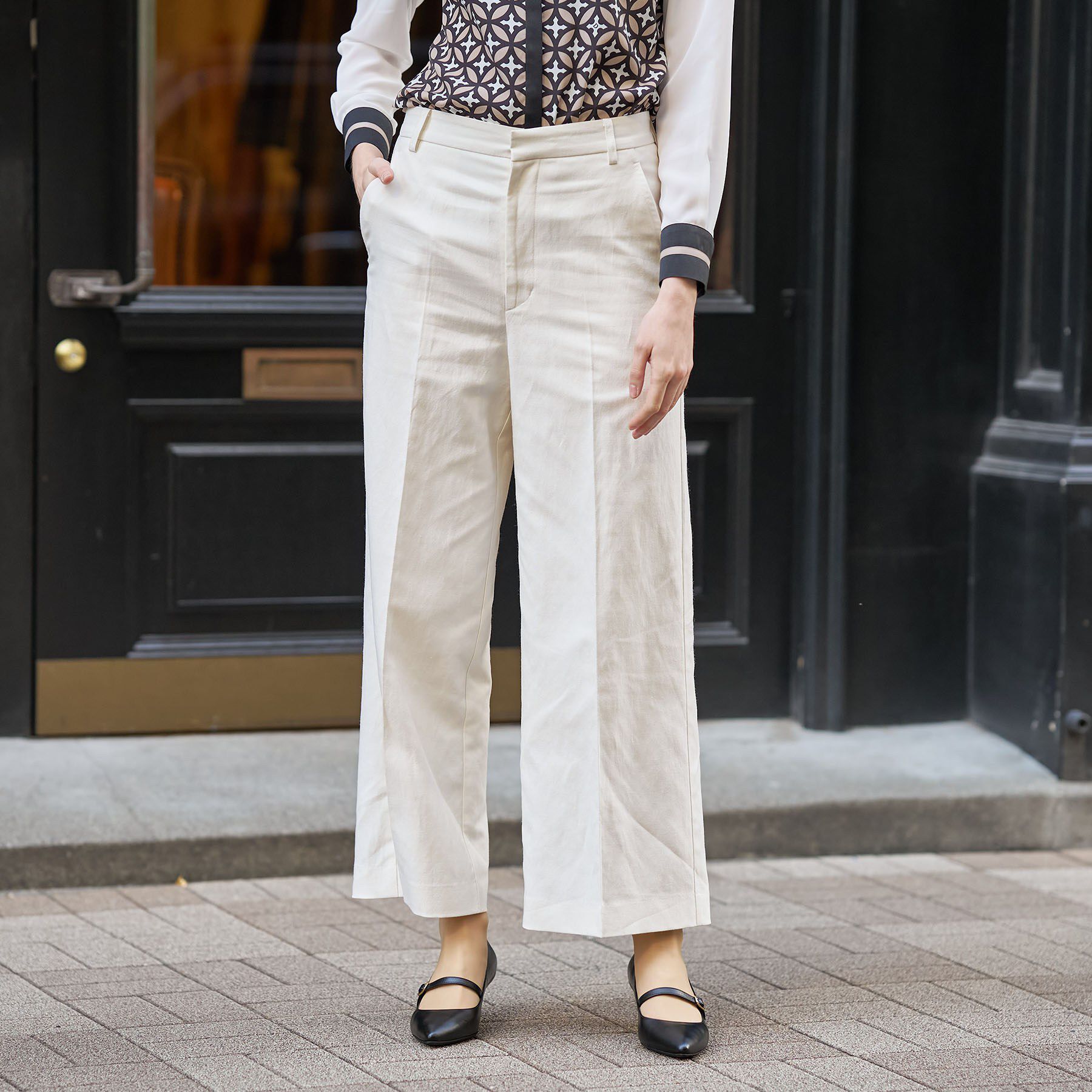 DRESSTERIOR「リネンブレンドワイドパンツ」|その他|オフホワイト(003