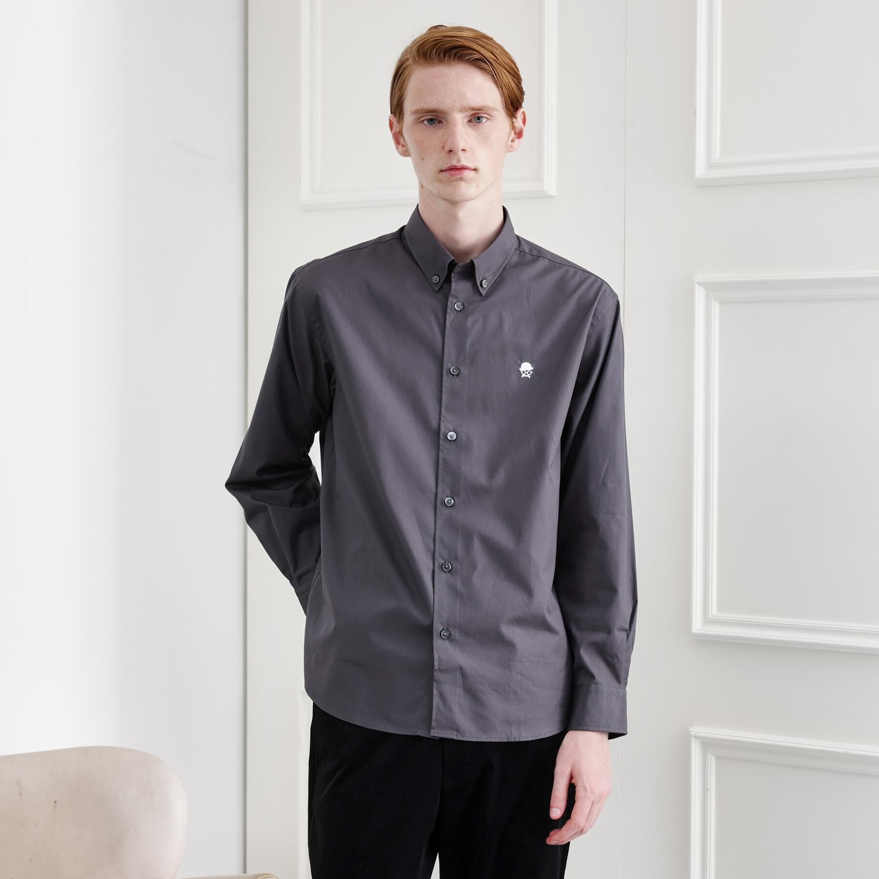 TAKEO KIKUCHI「【LIMITED】ワンポイント刺繍ボタンダウンシャツ」|シャツ・ブラウス|チャコールグレー(0