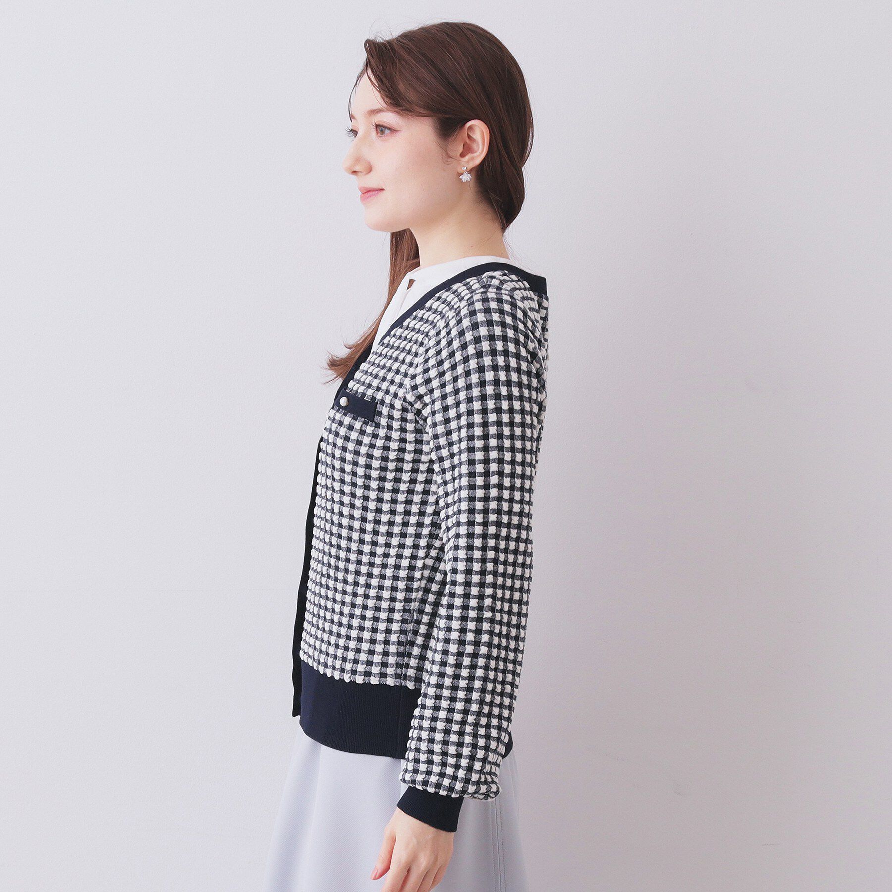 index「チェックジャカードカーディガン【洗濯機OK】」|カーディガン|