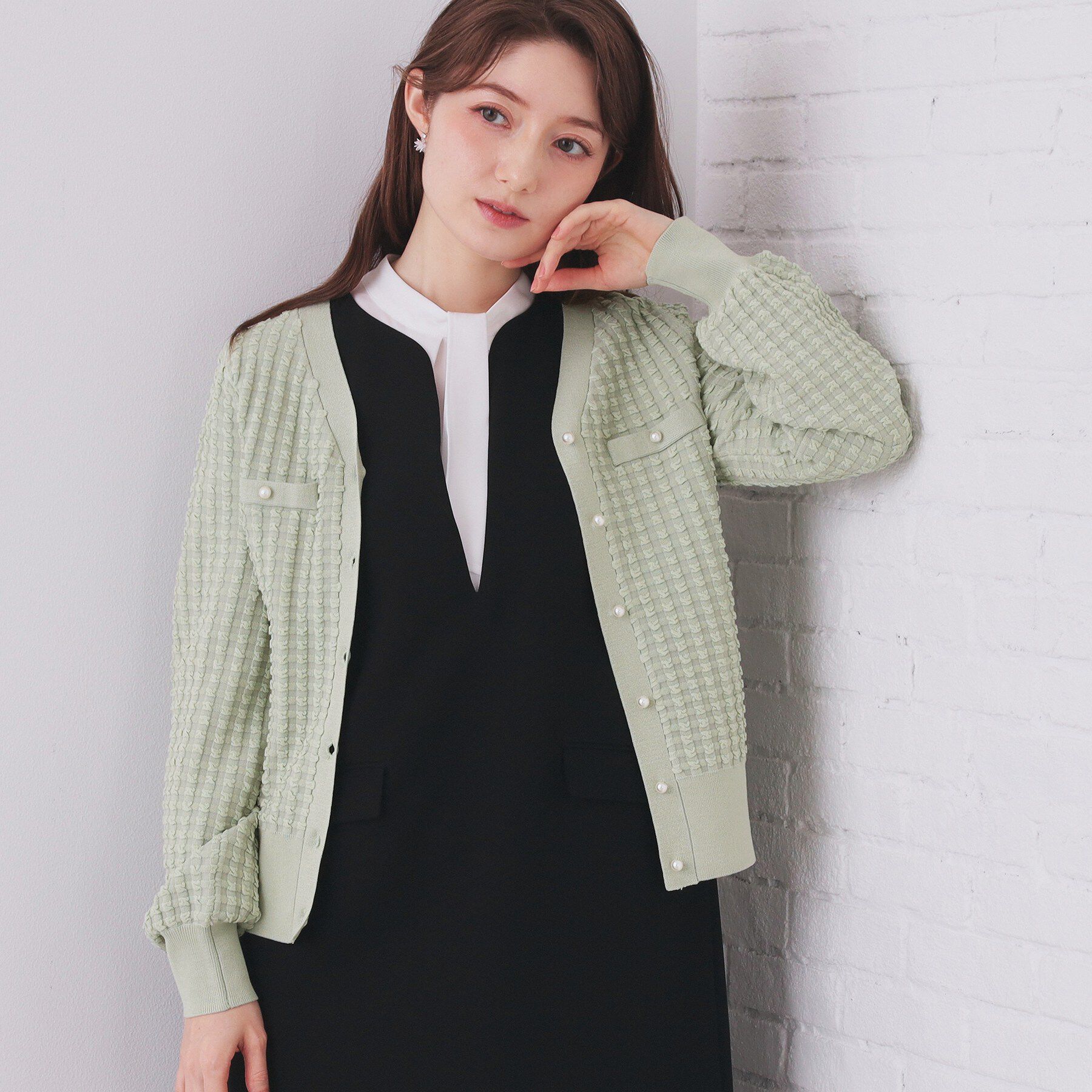 index「チェックジャカードカーディガン【洗濯機OK】」|カーディガン|ミントグリーン(02