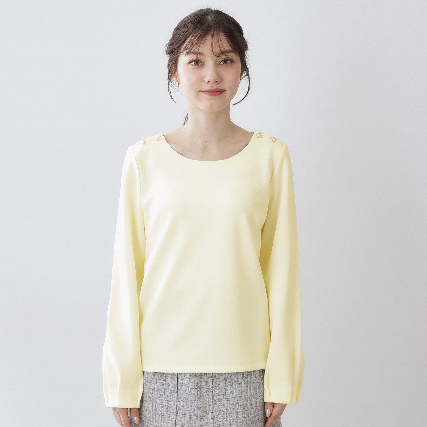 index「肩ボタンボートネックトップス【洗濯機OK】」|Tシャツ・カットソー|