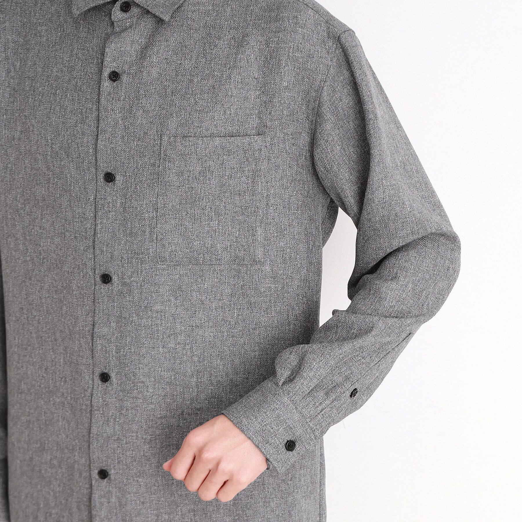 THE SHOP TK「ウールライクへリンボンシャツ リラックスシルエット」|シャツ・ブラウス|