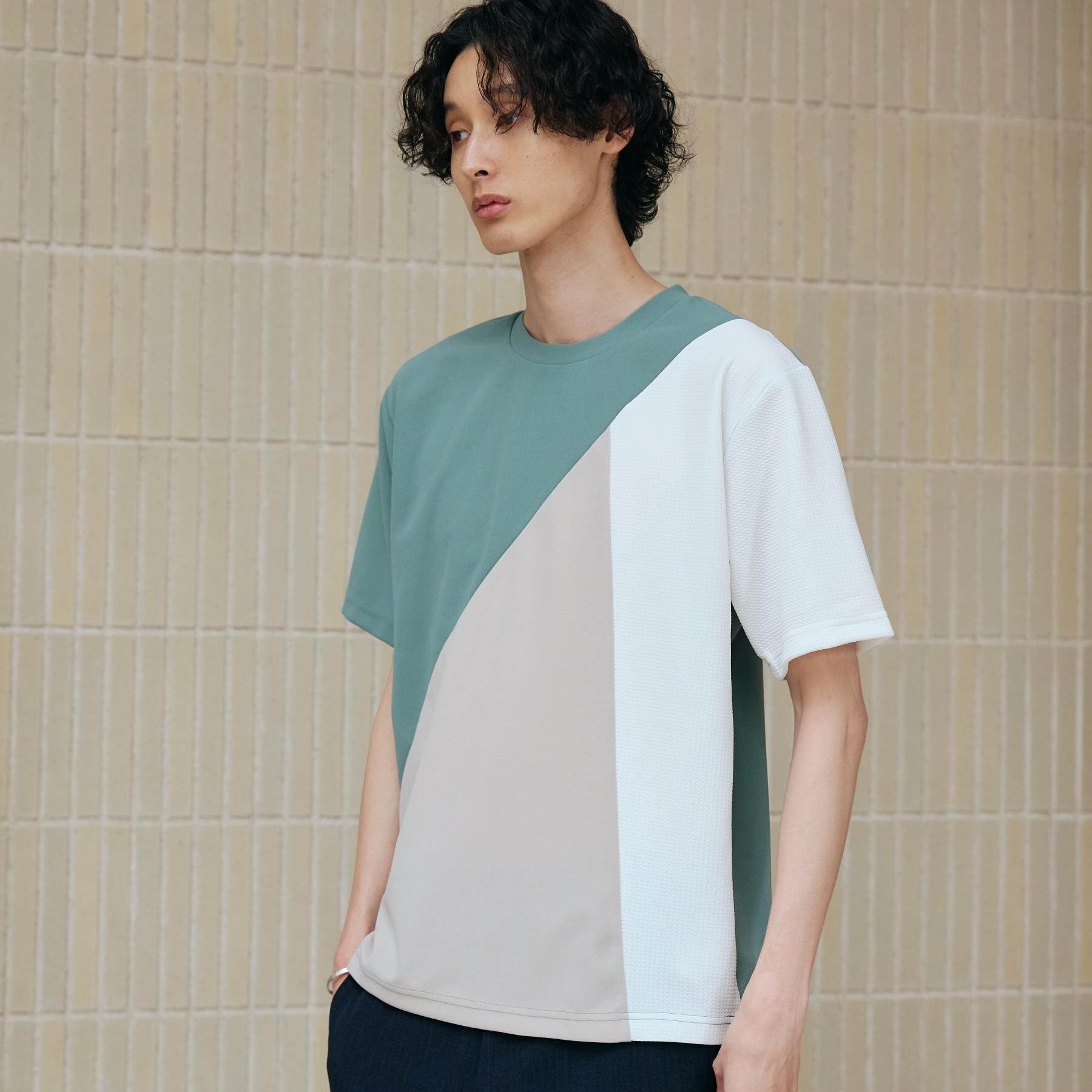 THE SHOP TK「アムンゼン異素材切替半袖Tシャツ」|Tシャツ・カットソー|