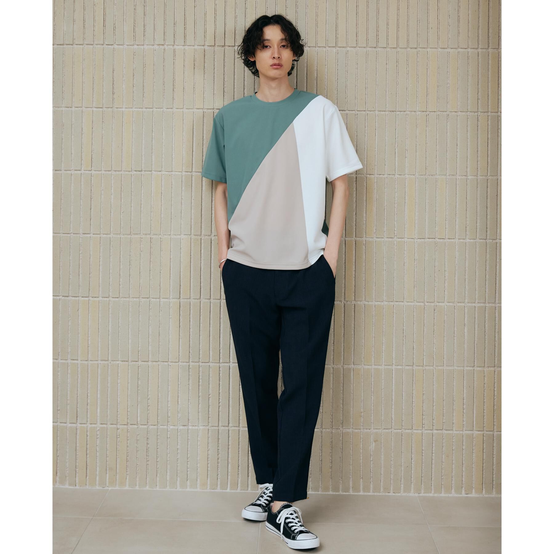 THE SHOP TK「アムンゼン異素材切替半袖Tシャツ」|Tシャツ・カットソー|