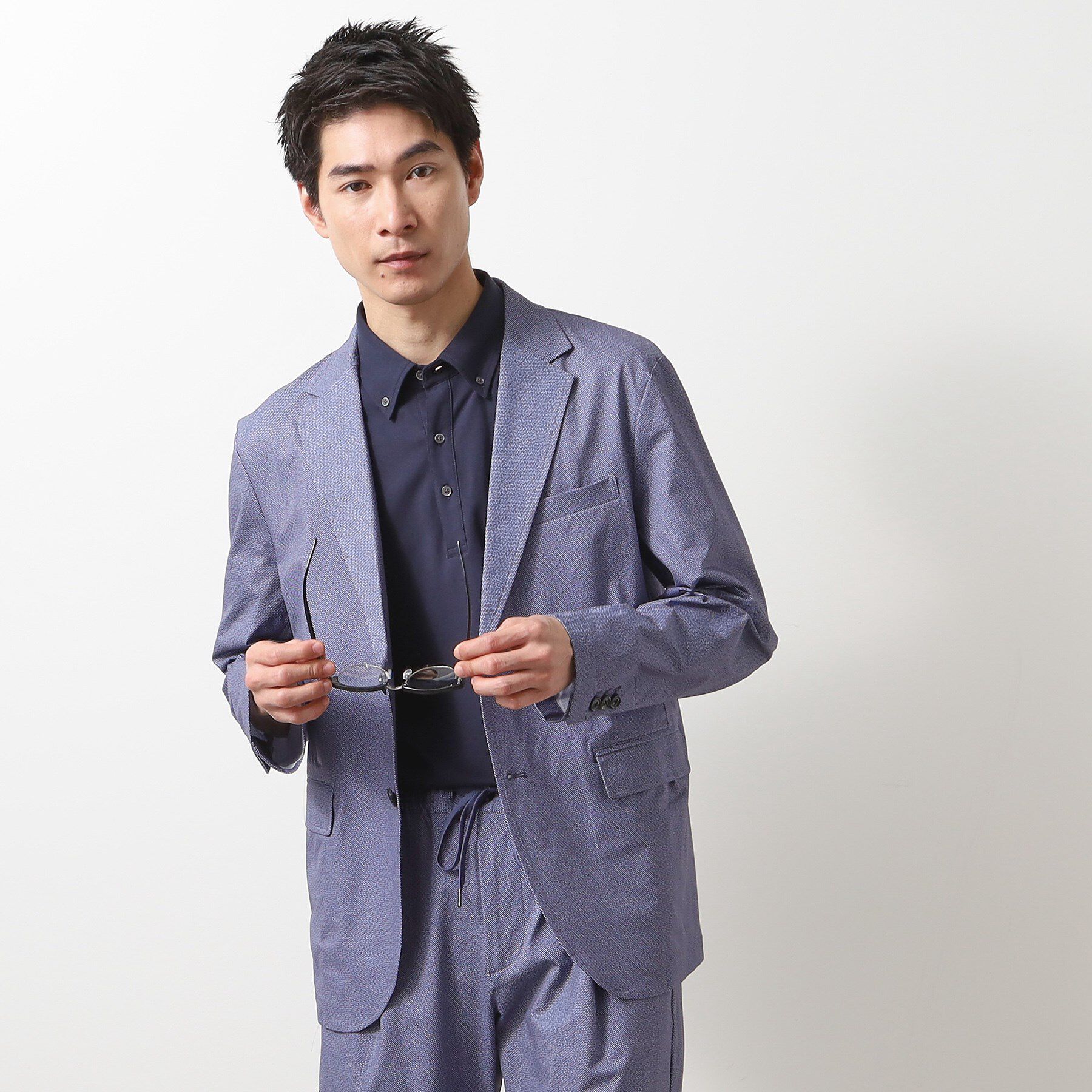 THE SHOP TK「スマートムーブメッシュジャケット【セットアップ可/洗濯機OK】」|テーラードジャケット|ブルー(093)