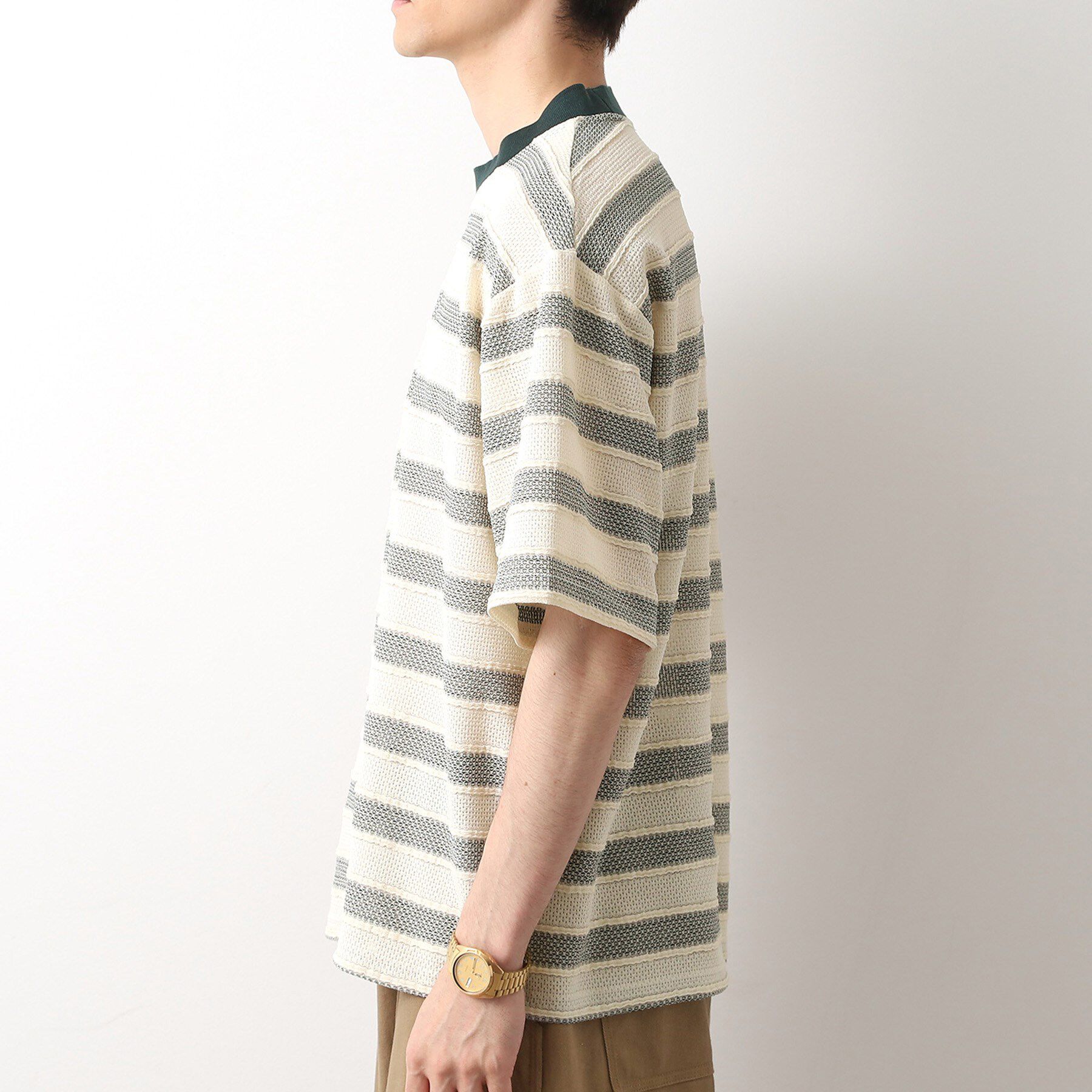 THE SHOP TK「変形ボーダー半袖Tシャツ【洗濯機OK】」|Tシャツ・カットソー|