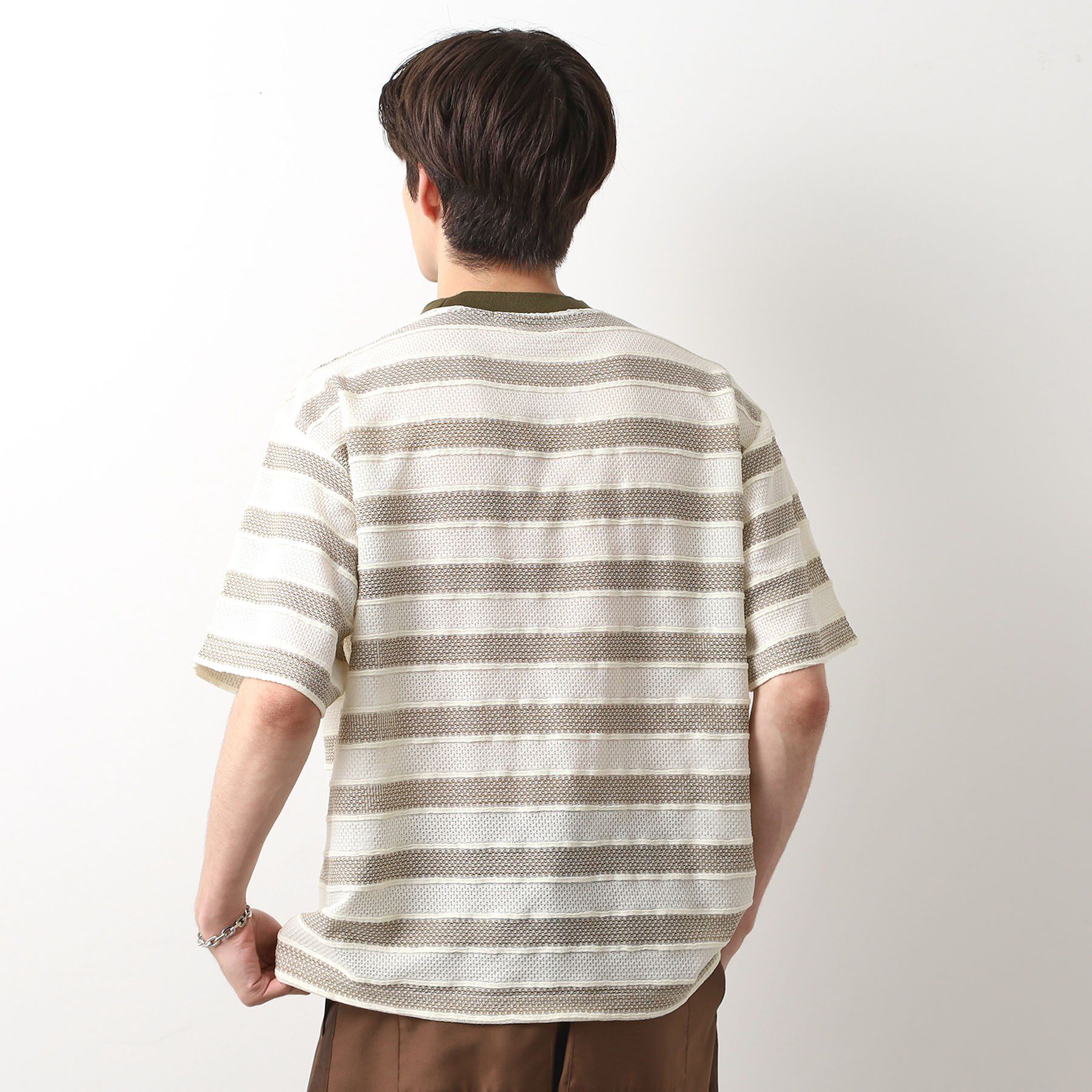 THE SHOP TK「変形ボーダー半袖Tシャツ【洗濯機OK】」|Tシャツ・カットソー|