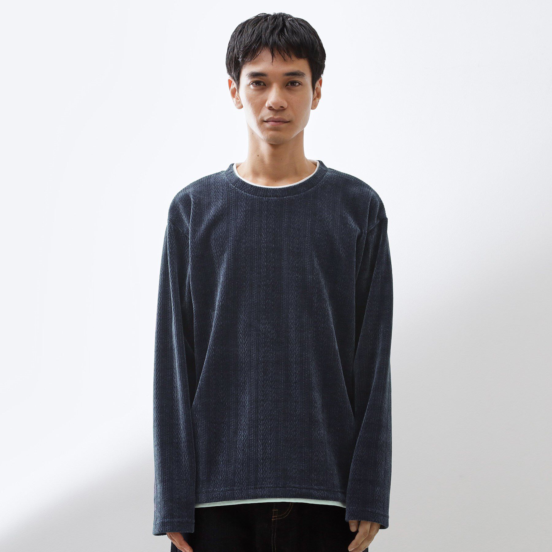 THE SHOP TK「【心地良い、滑らかさ】レイヤード風ケーブル ニットソー 【洗濯機OK】」|Tシャツ・カットソー|