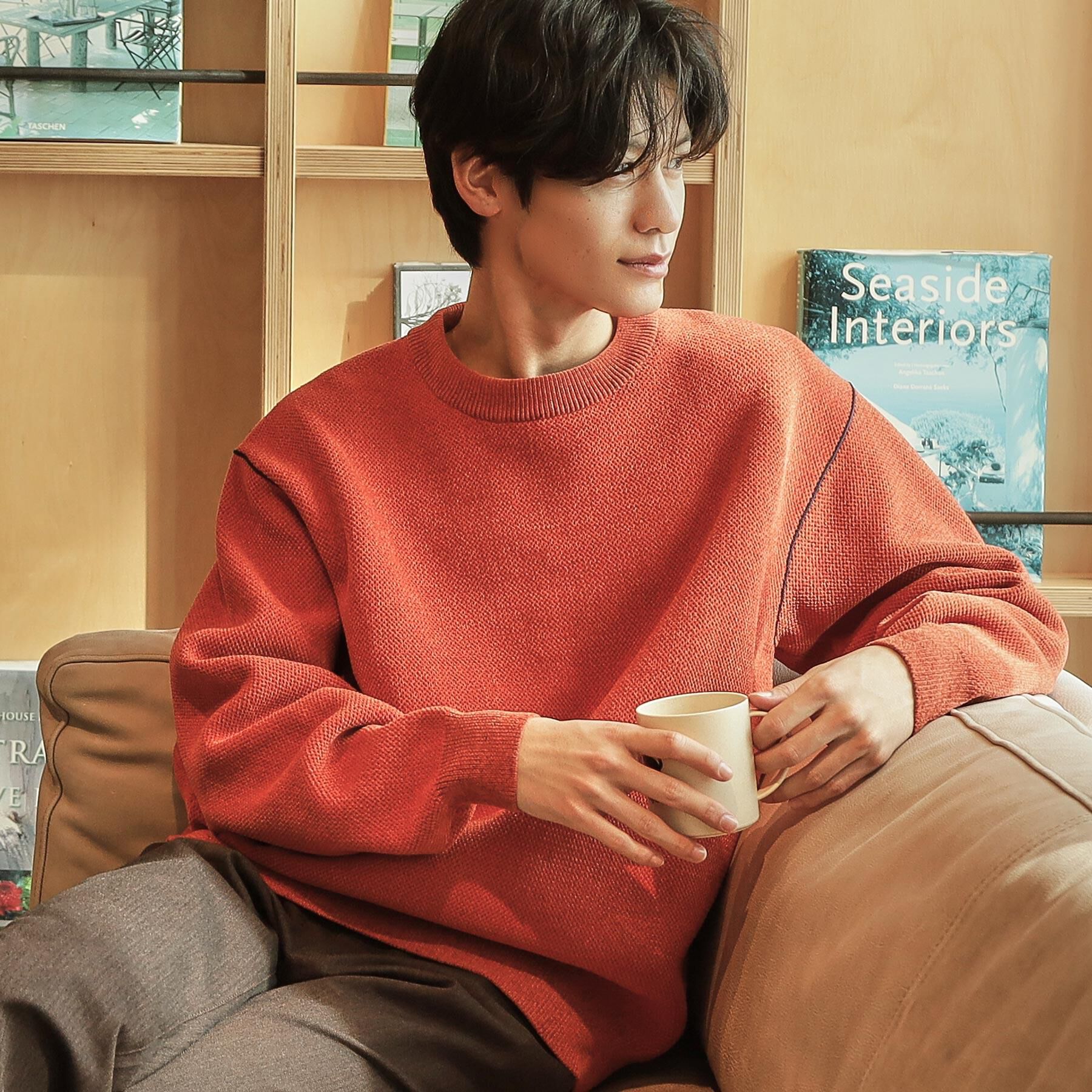 THE SHOP TK「【大人の上品カジュアルを叶える】ハグするニット 洗濯機OK／6色展開」|ニット・セーター|オレンジ(069)