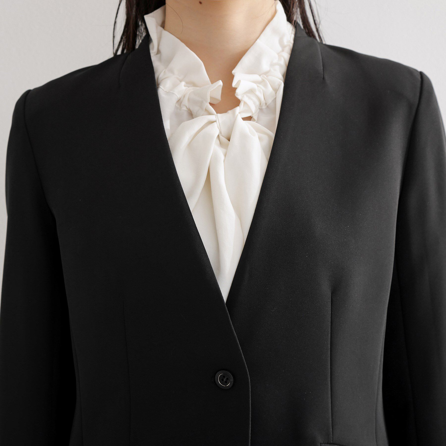 THE SHOP TK「【通勤・セレモニー】ダブルクロス ノーカラージャケット/セットアップ可」|ノーカラージャケット|