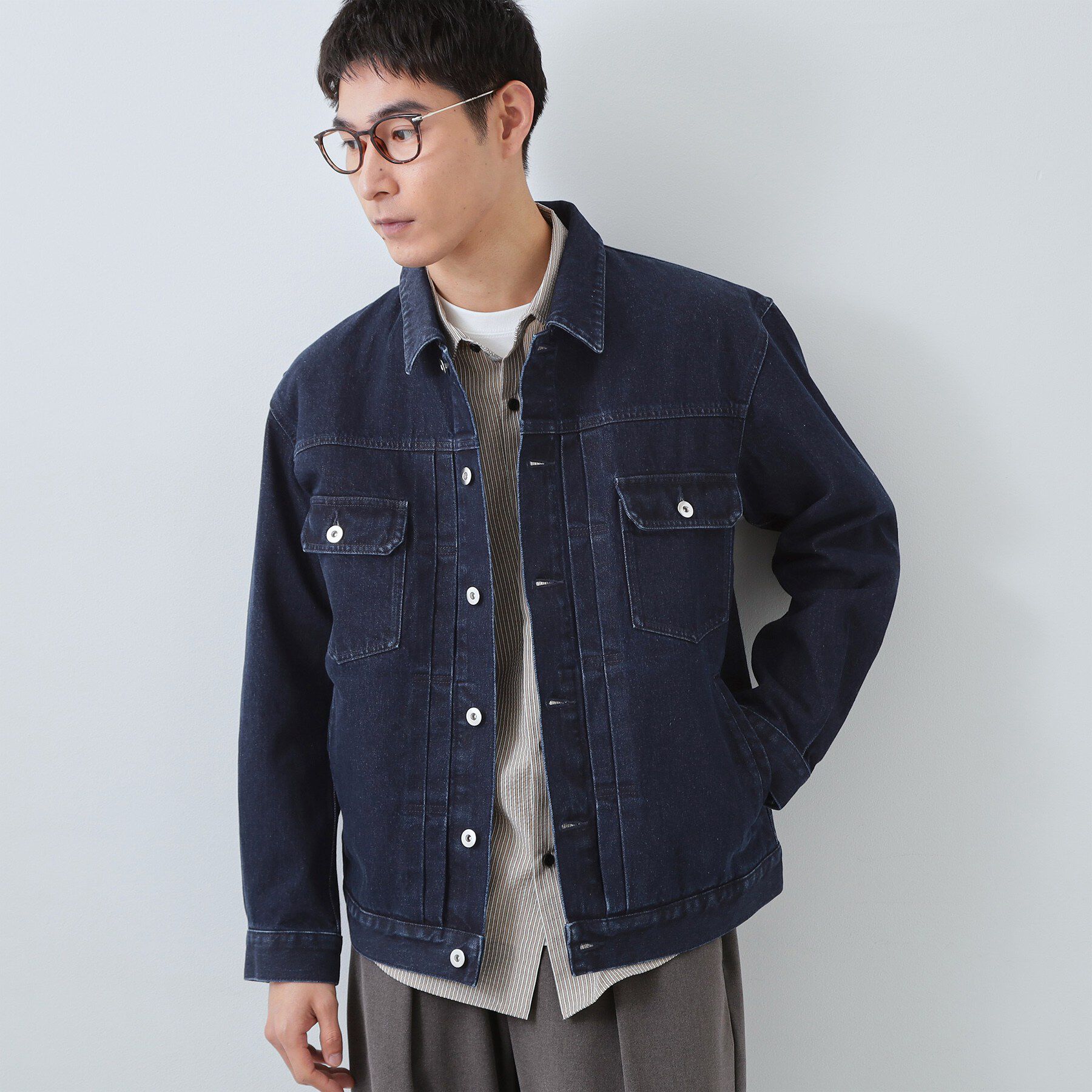 THE SHOP TK「【大人にも取り入れやすい】デニムジャケット セットアップ可/洗濯機OK」|ブルゾン・スタジャン|ネイビー(094)