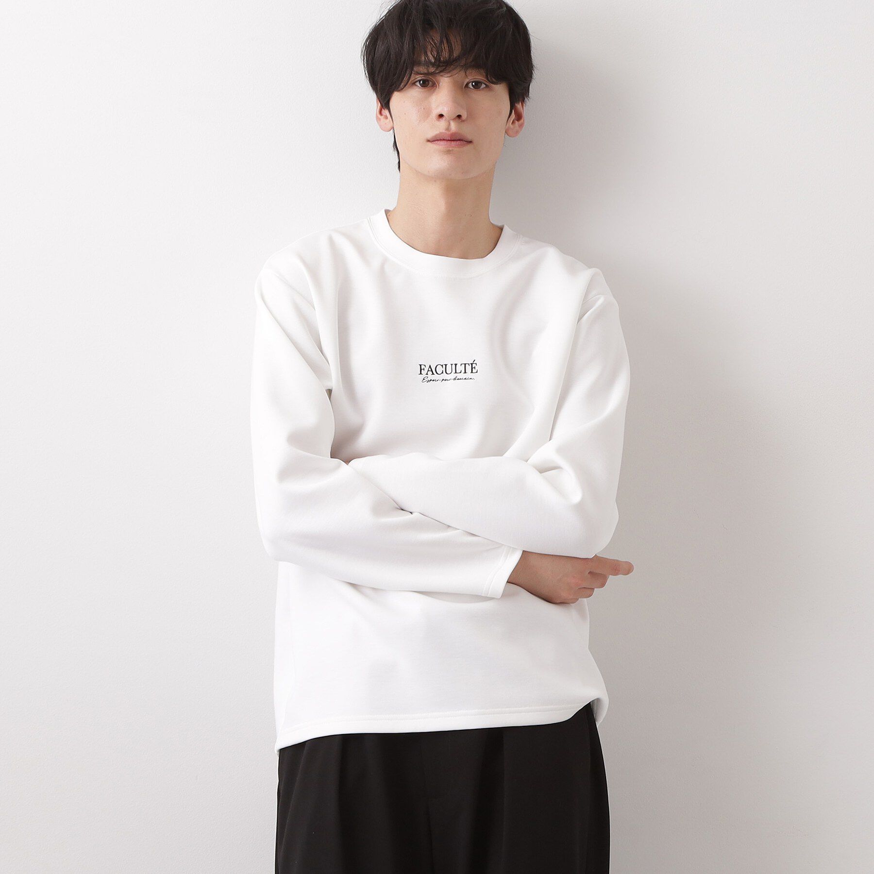 THE SHOP TK「【さりげないワンポイント】ダンボール刺繍スウェット 洗濯機OK」|Tシャツ・カットソー|オフホワイト(003