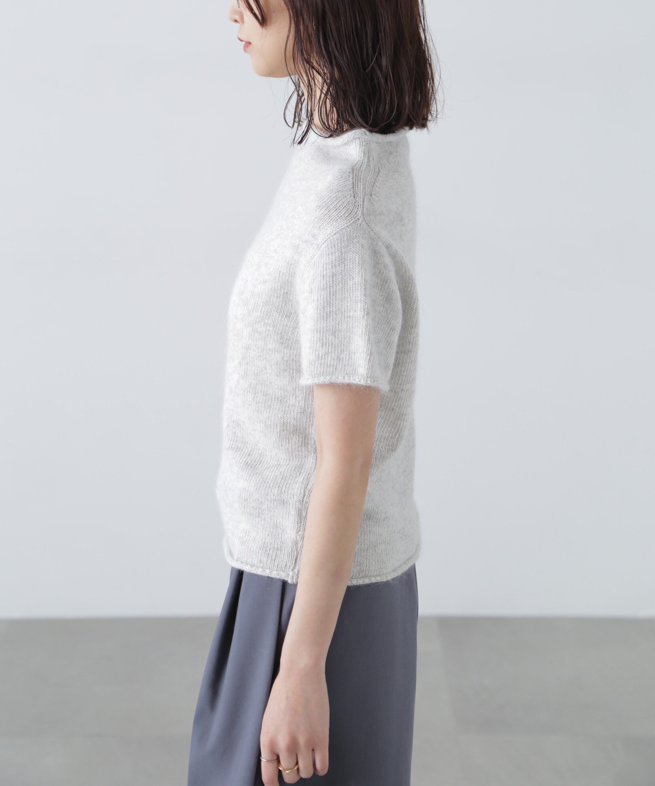  「アンゴラ混ハーフスリーブニット」|ニット・セーター|