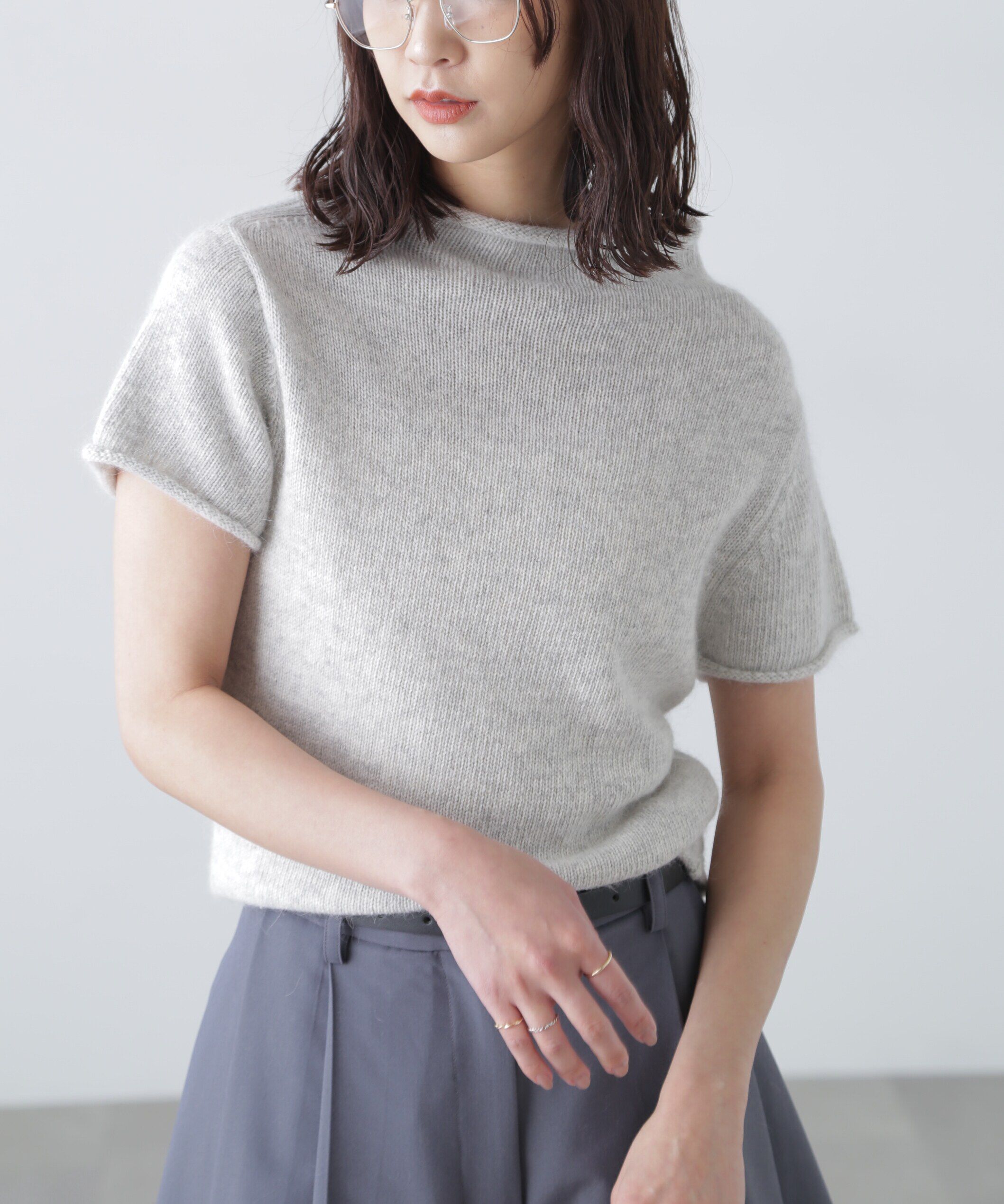  「アンゴラ混ハーフスリーブニット」|ニット・セーター|