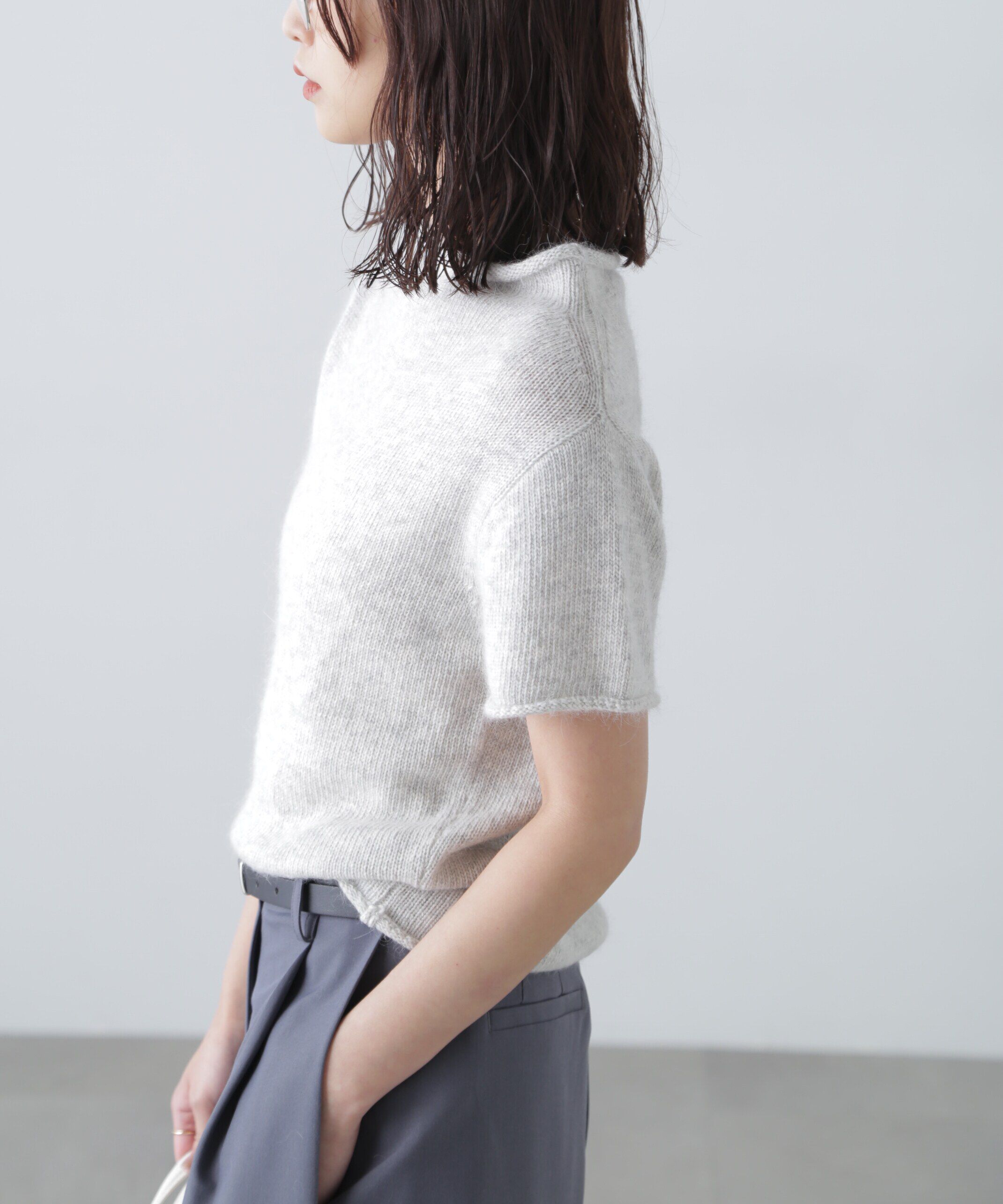  「アンゴラ混ハーフスリーブニット」|ニット・セーター|