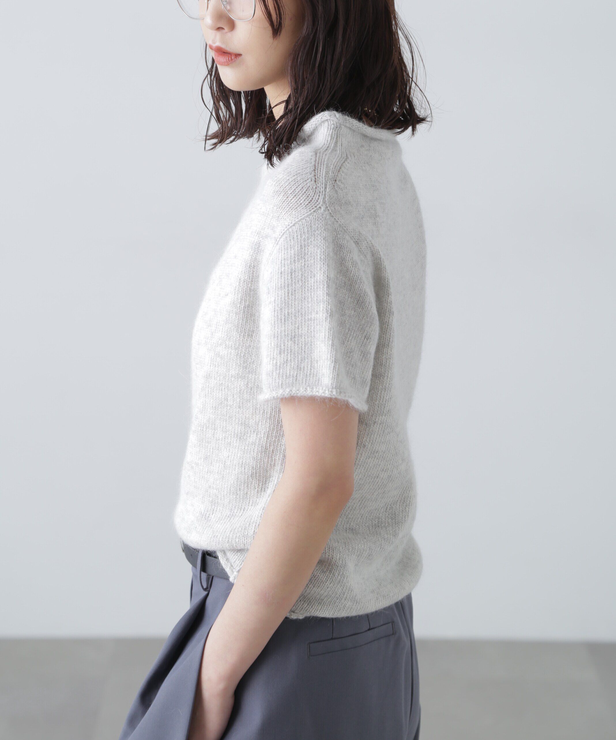  「アンゴラ混ハーフスリーブニット」|ニット・セーター|