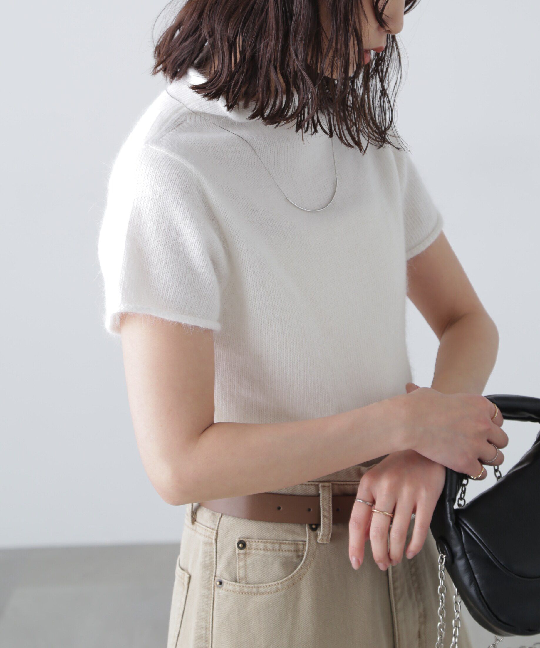  「アンゴラ混ハーフスリーブニット」|ニット・セーター|