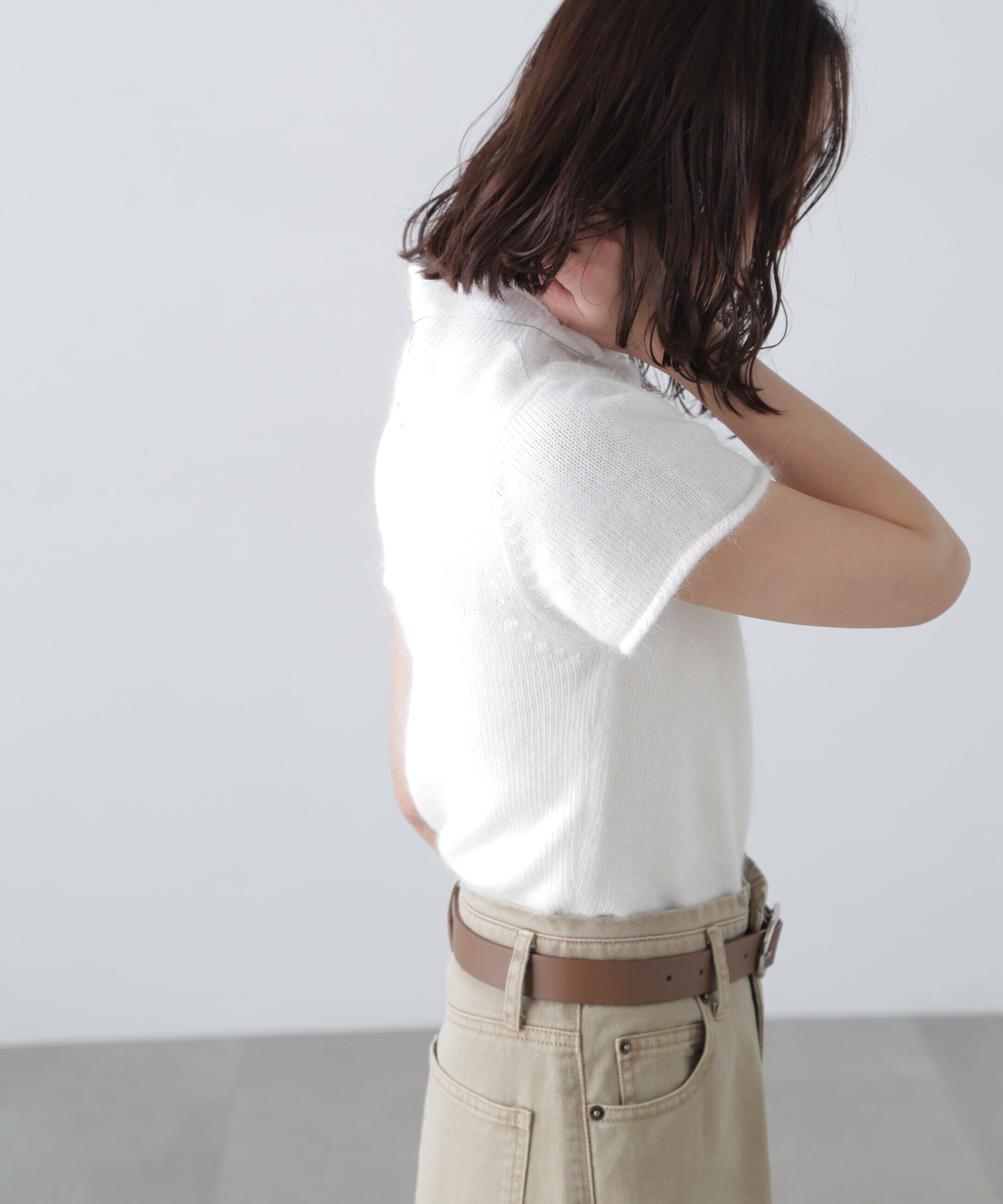  「アンゴラ混ハーフスリーブニット」|ニット・セーター|