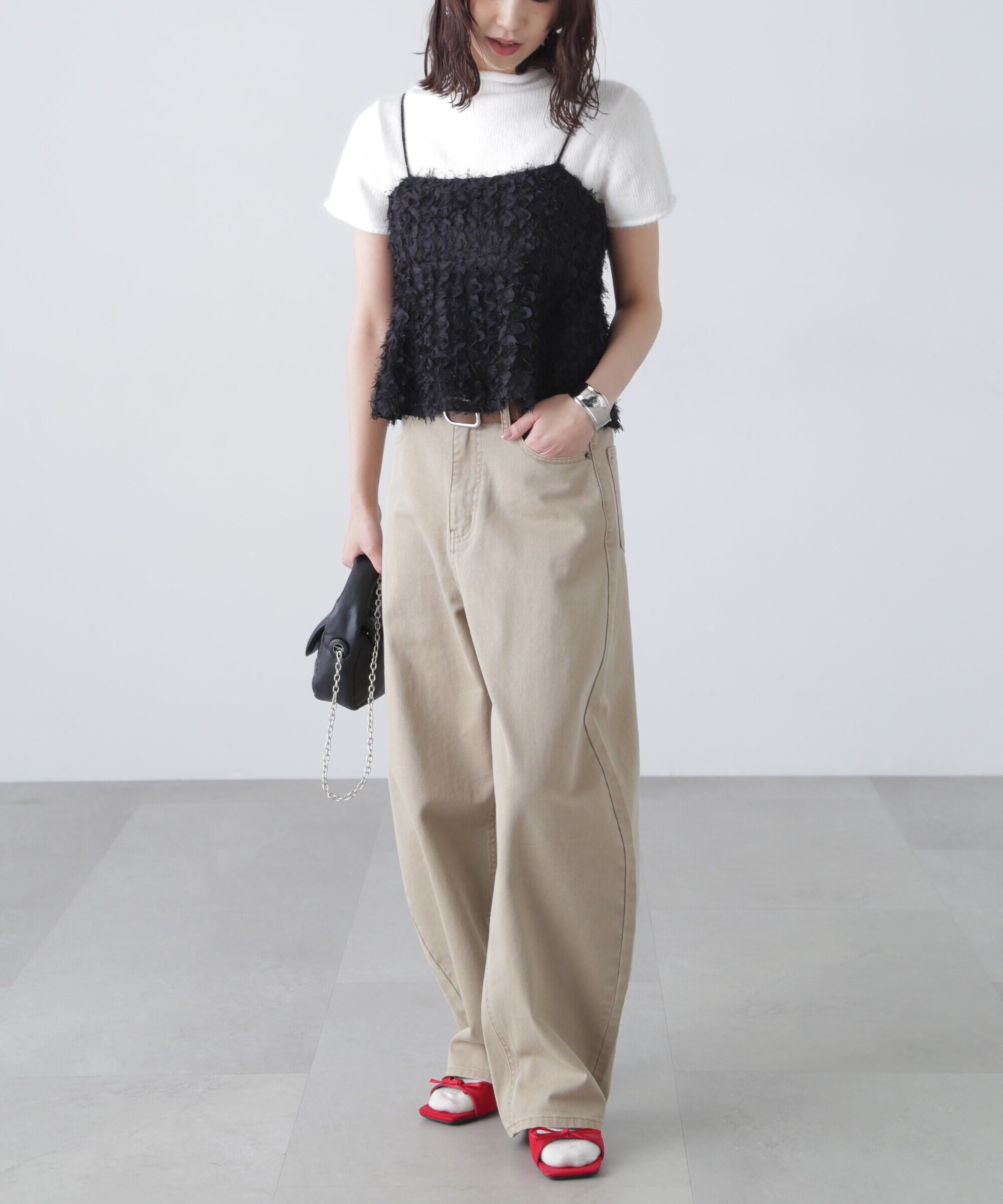  「アンゴラ混ハーフスリーブニット」|ニット・セーター|