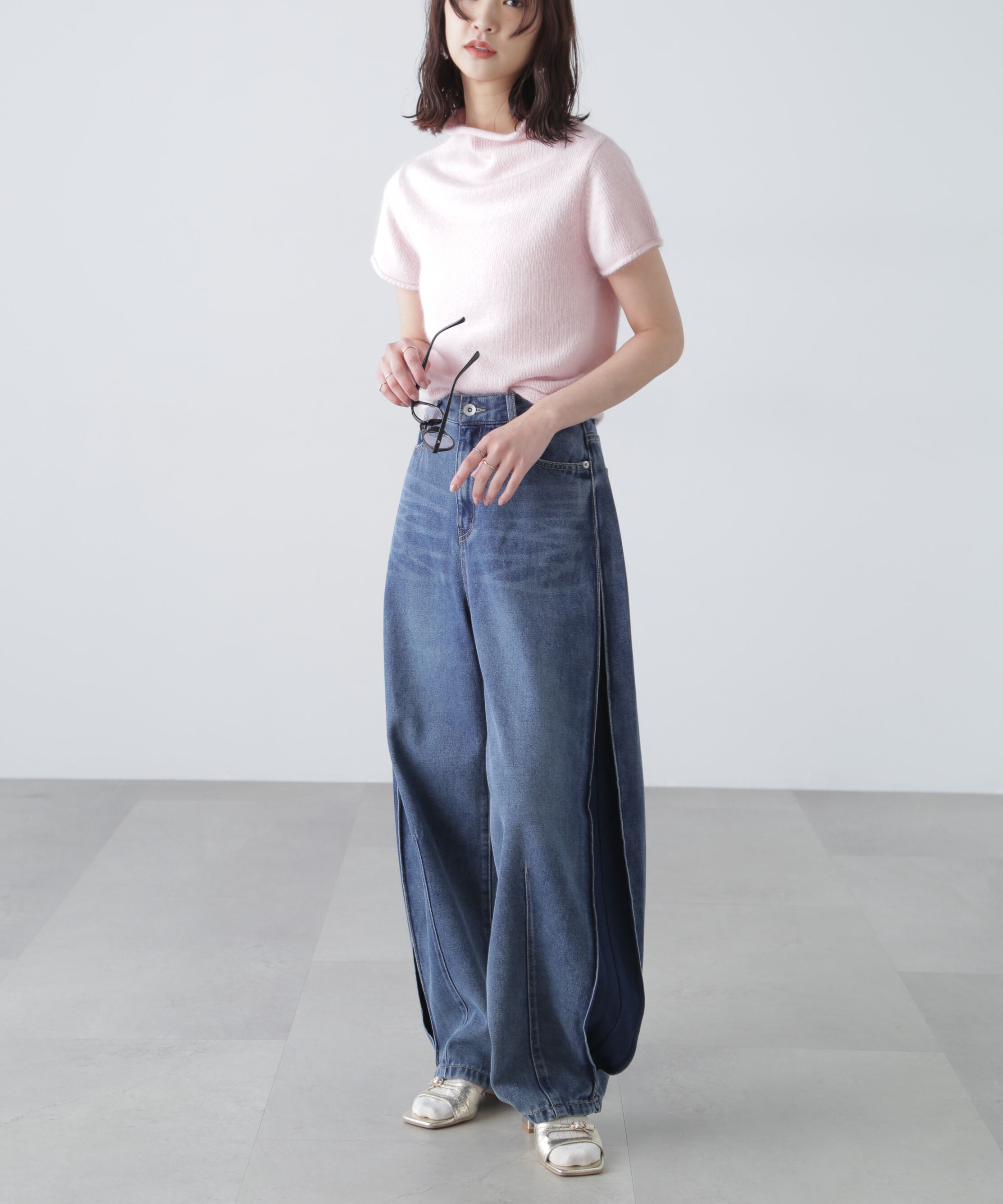  「アンゴラ混ハーフスリーブニット」|ニット・セーター|