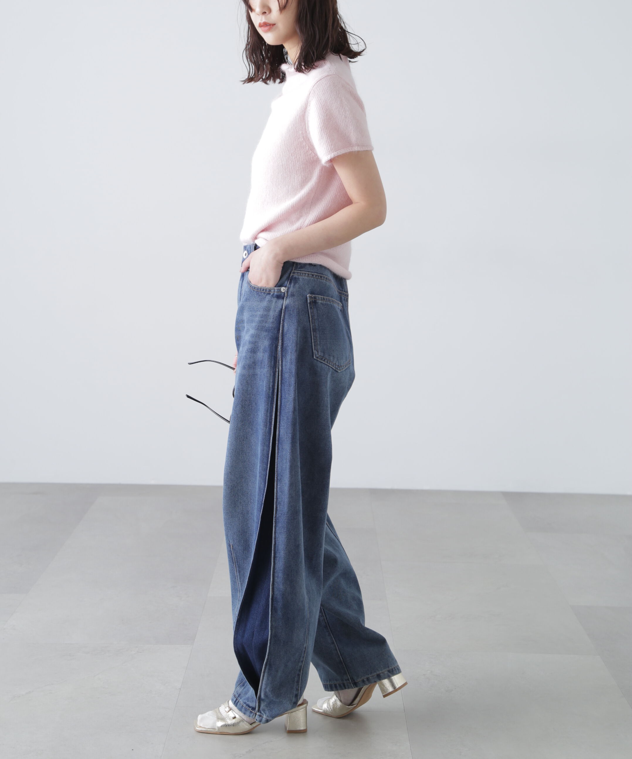  「アンゴラ混ハーフスリーブニット」|ニット・セーター|