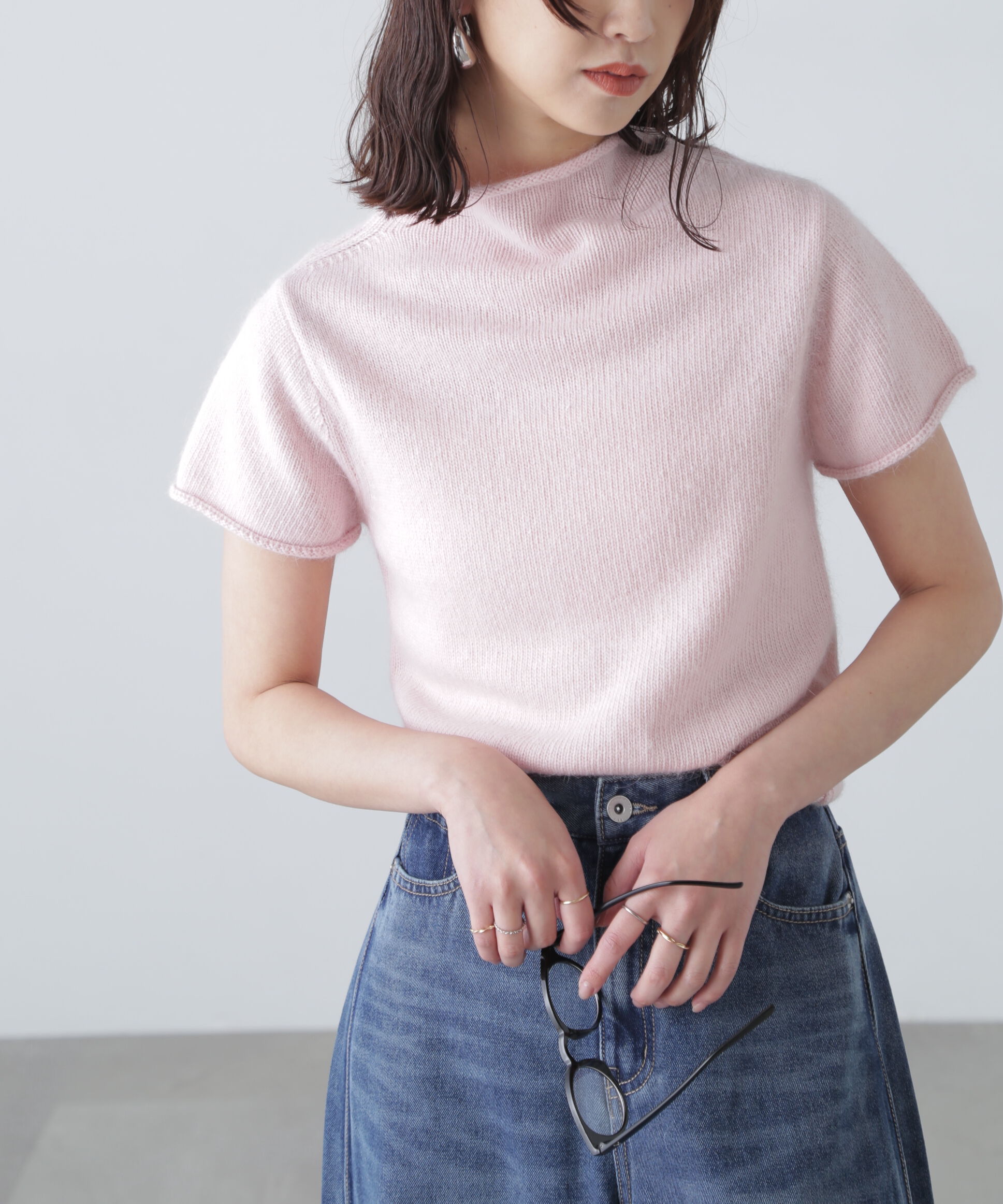  「アンゴラ混ハーフスリーブニット」|ニット・セーター|