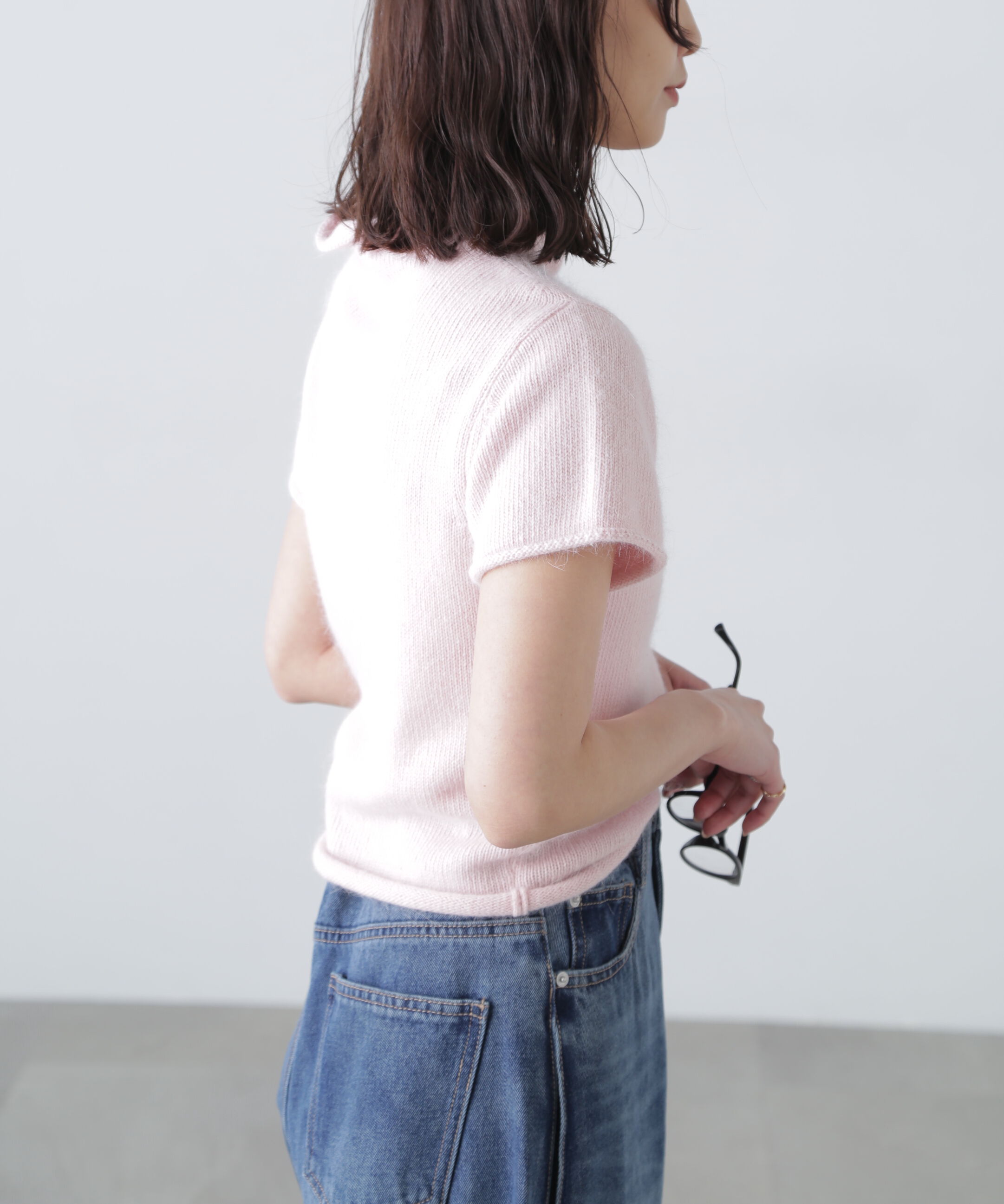  「アンゴラ混ハーフスリーブニット」|ニット・セーター|