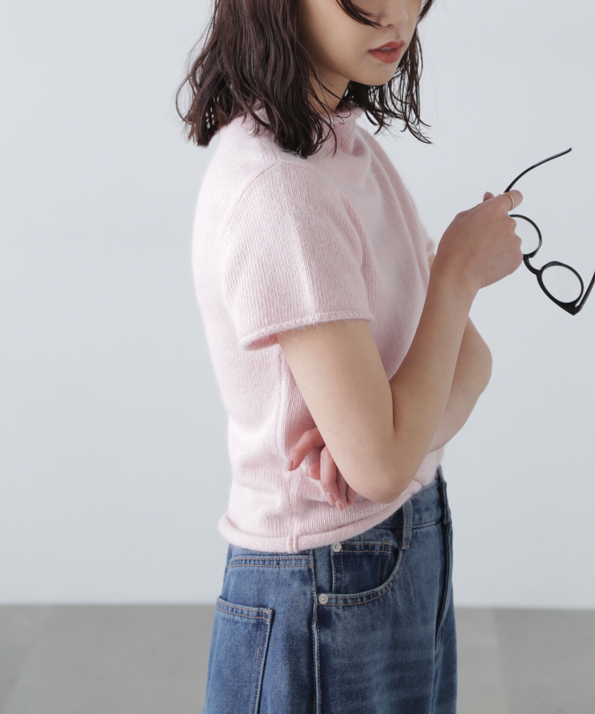  「アンゴラ混ハーフスリーブニット」|ニット・セーター|