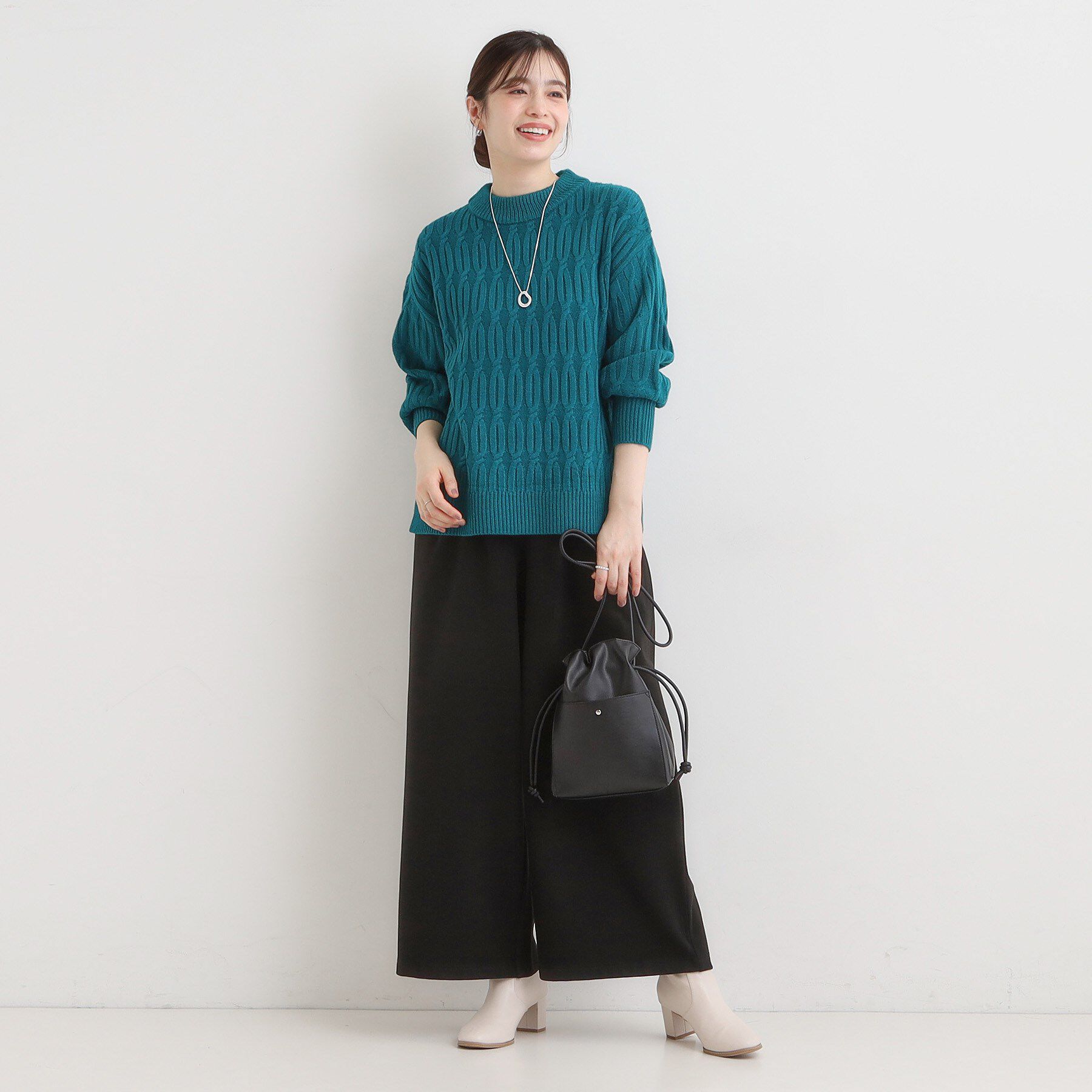 SHOO･LA･RUE「【洗濯機可／毛玉レス】シンプルケーブル柄ニット」|ニット・セーター|