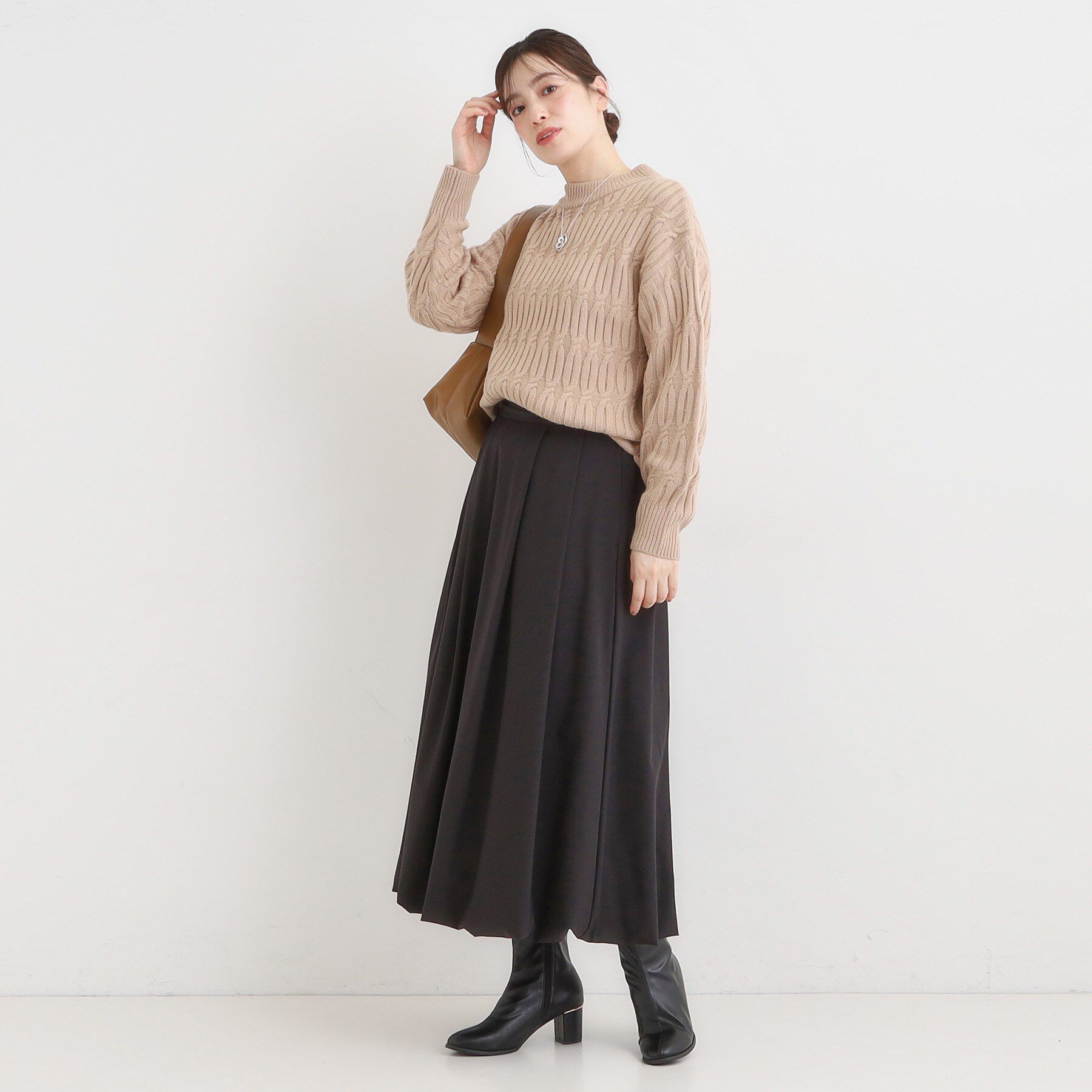 SHOO･LA･RUE「【洗濯機可／毛玉レス】シンプルケーブル柄ニット」|ニット・セーター|