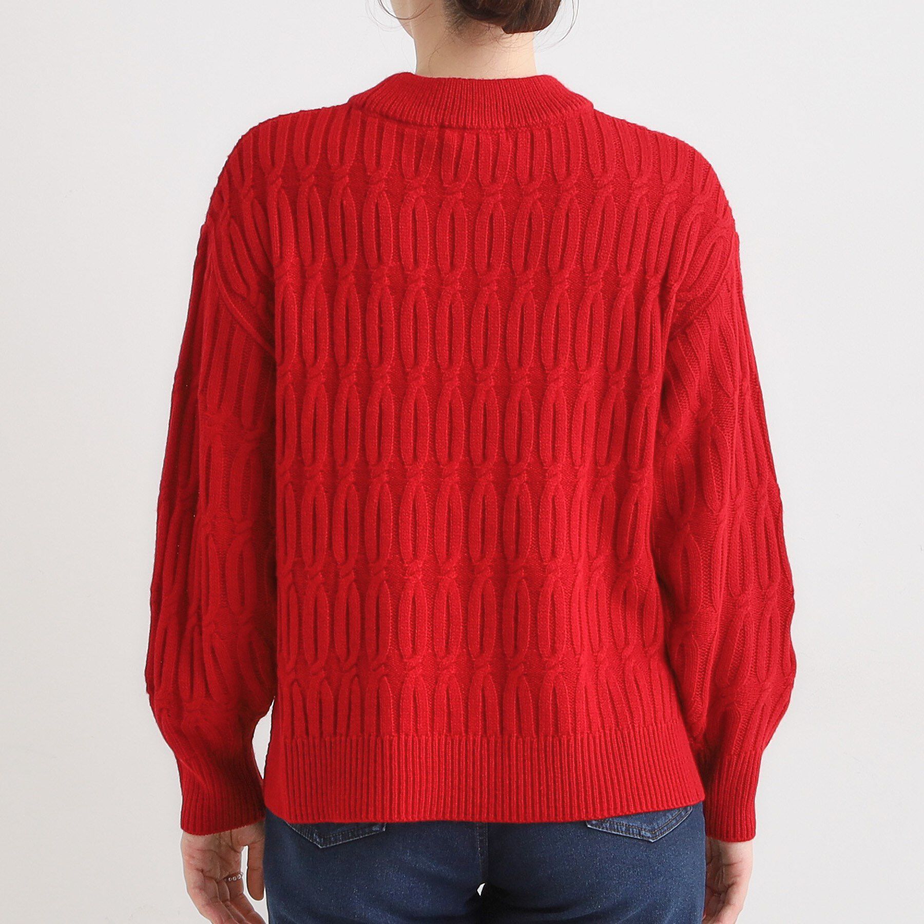 SHOO･LA･RUE「【洗濯機可／毛玉レス】シンプルケーブル柄ニット」|ニット・セーター|