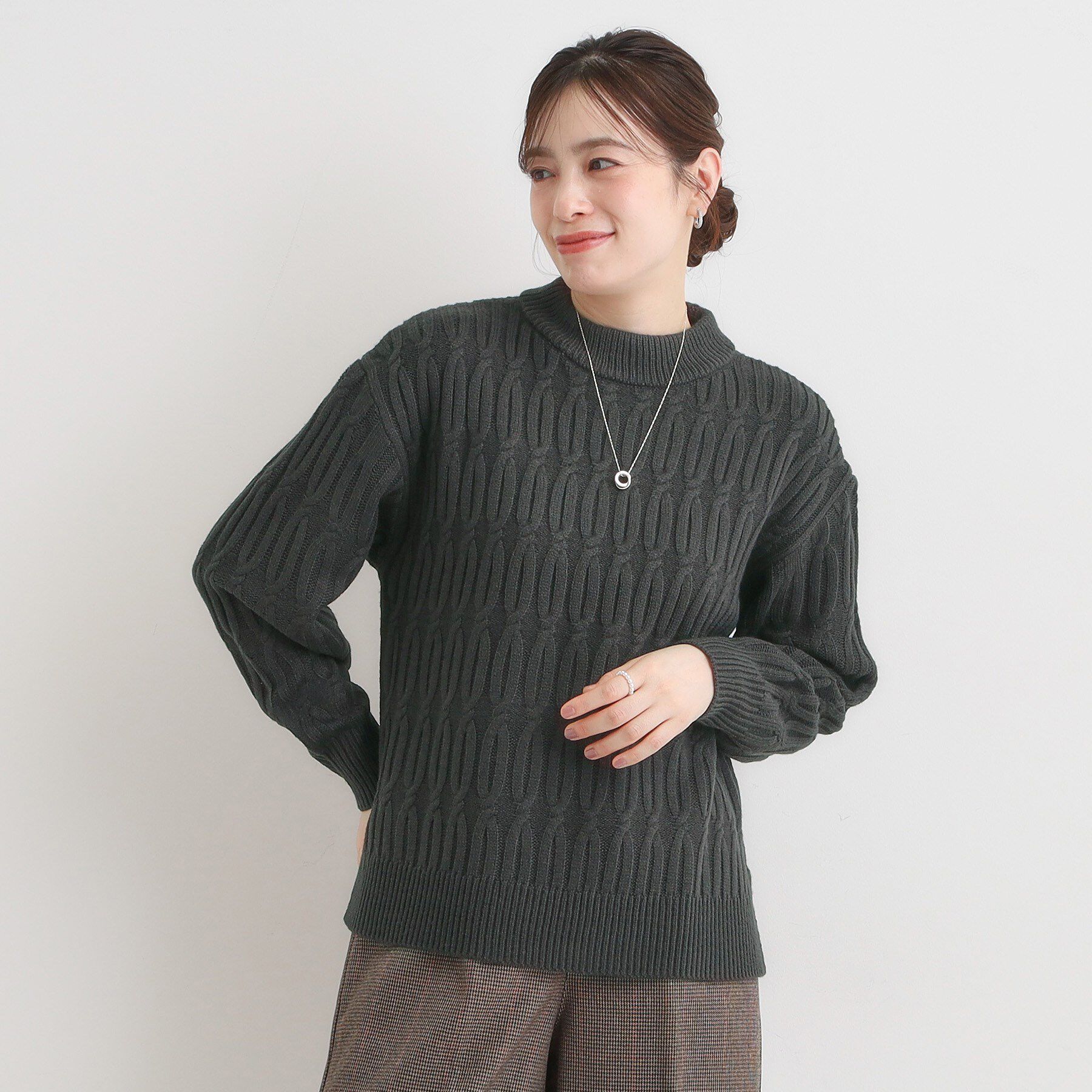 SHOO･LA･RUE「【洗濯機可／毛玉レス】シンプルケーブル柄ニット」|ニット・セーター|