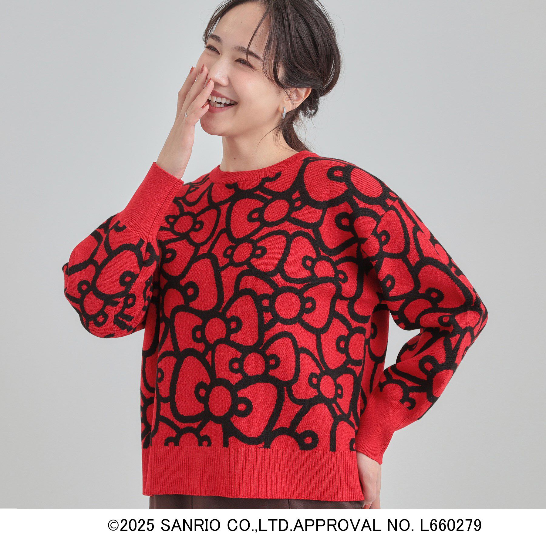 SHOO･LA･RUE「【HELLO KITTY コラボ】もちもちスウェットライクニット」|ニット・セーター|レッド(562)