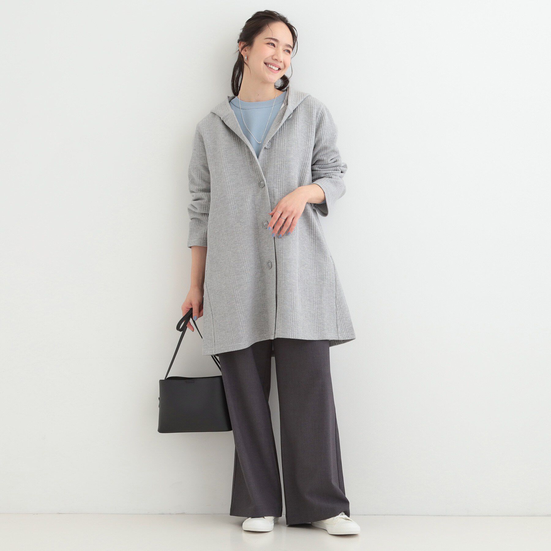 SHOO･LA･RUE「【S-LL】体型をカバーしながらスマートに魅せる。ストライプジャカード コーディガン」|その他|