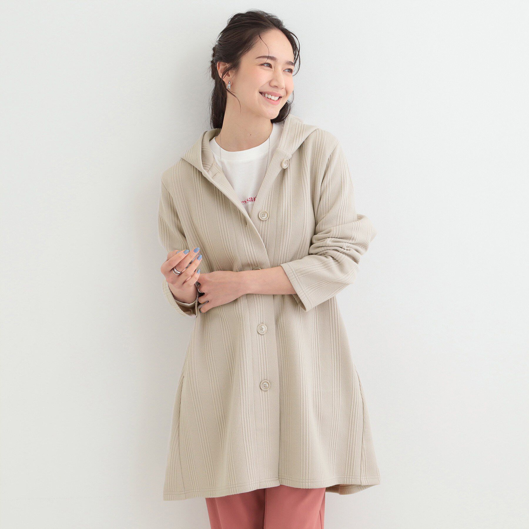 SHOO･LA･RUE「【S-LL】体型をカバーしながらスマートに魅せる。ストライプジャカード コーディガン」|その他|