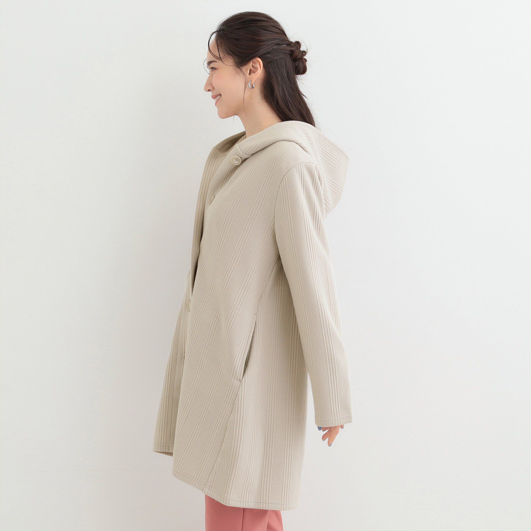 SHOO･LA･RUE「【S-LL】体型をカバーしながらスマートに魅せる。ストライプジャカード コーディガン」|その他|