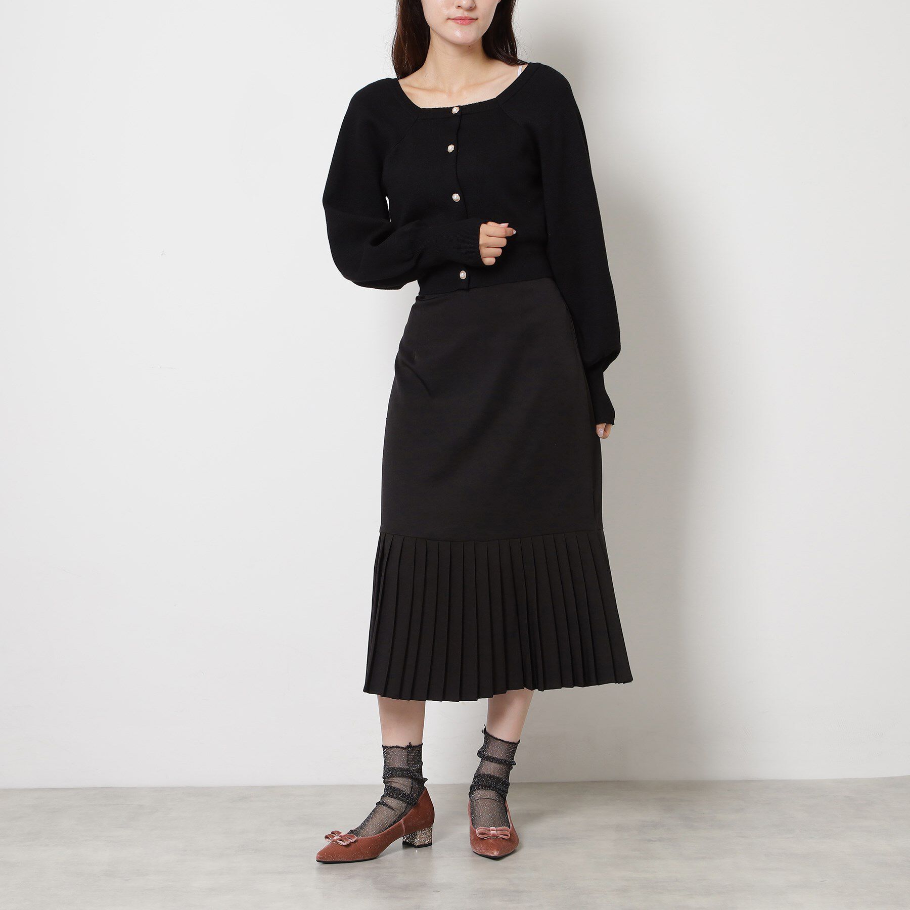 ESPERANZA「ラメベルベットダブルリボンパンプス」|パンプス|