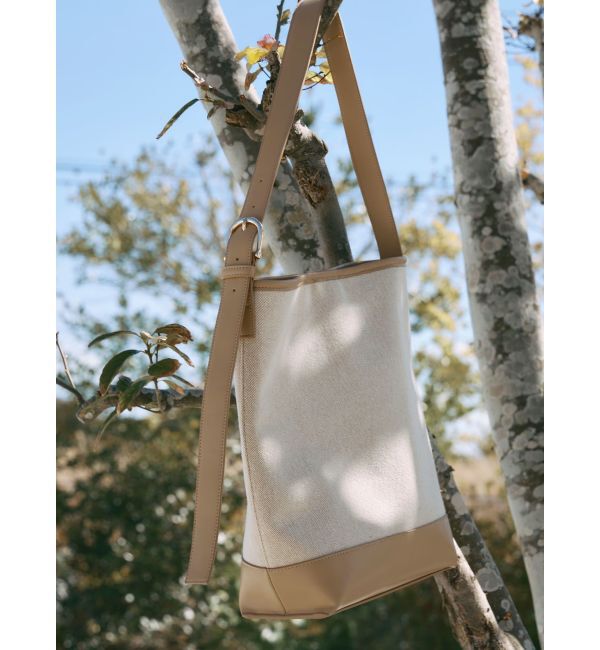 LAGUNAMOON「キャンバスコンビバケットバッグ」|ハンドバッグ|キャメル