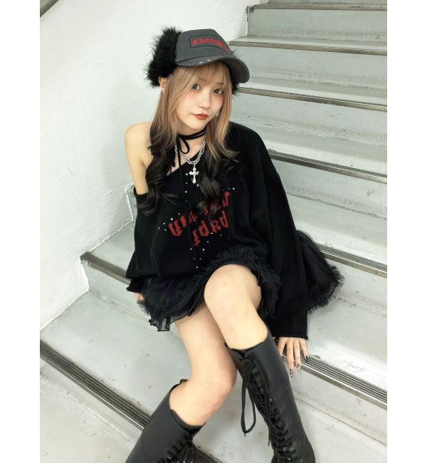 jouetie「ワンショルスタッズショートニット」|ニット・セーター|