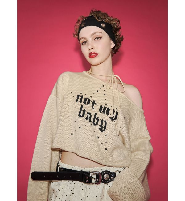 jouetie「ワンショルスタッズショートニット」|ニット・セーター|