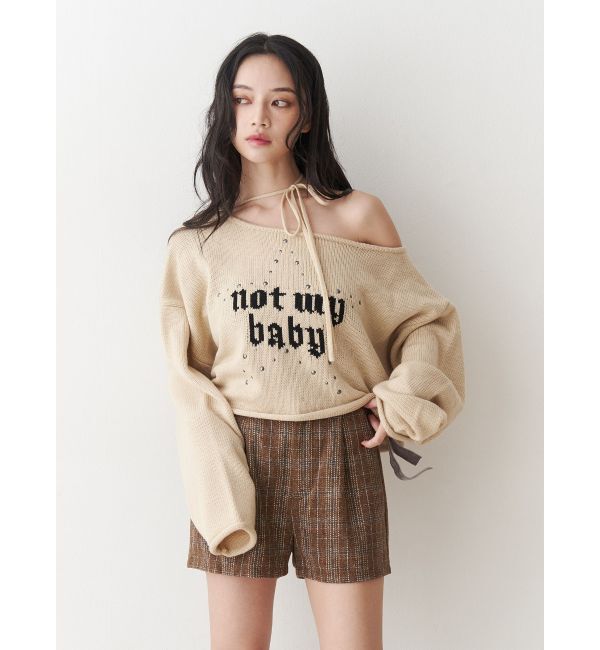 jouetie「ワンショルスタッズショートニット」|ニット・セーター|