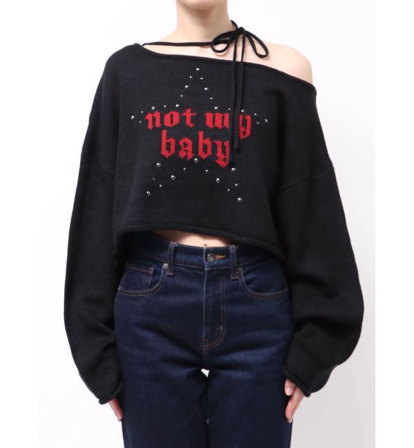 jouetie「ワンショルスタッズショートニット」|ニット・セーター|